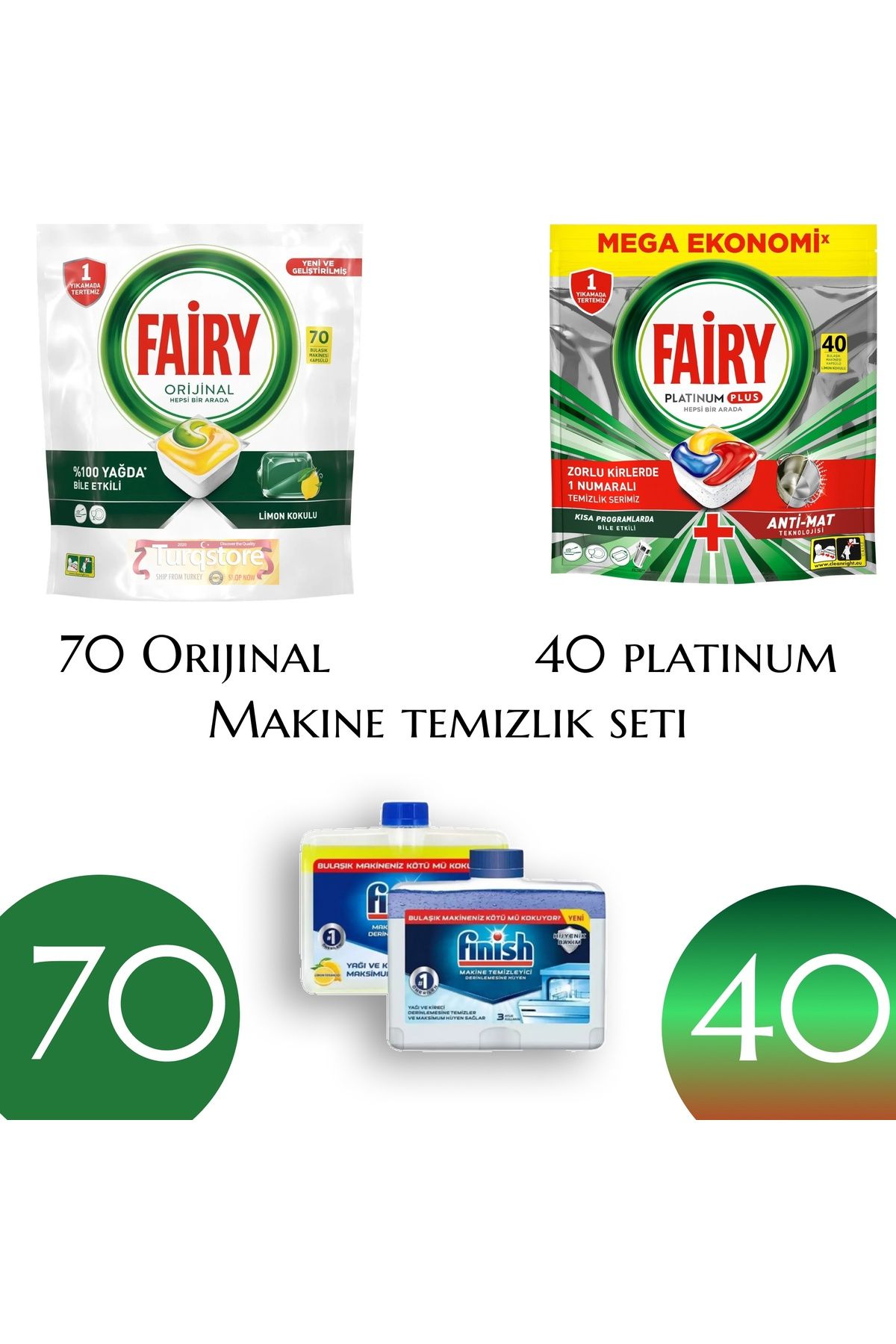 Fairy Platinum 40, Hepsi 1 arada Limon 70 ve Finish Makine Temizleyici