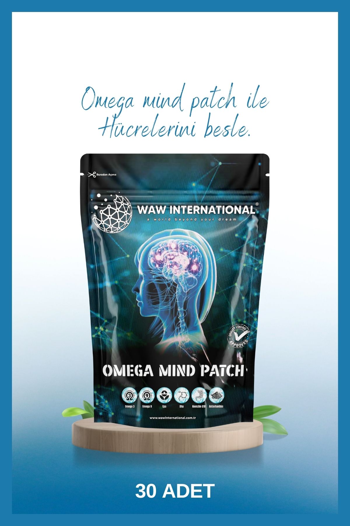 waw international Omega Mind Patch - Hafıza ve odaklanma İçin Omega 3 Desteği, Beyin Fonksiyonlarını Güçlendirici bant