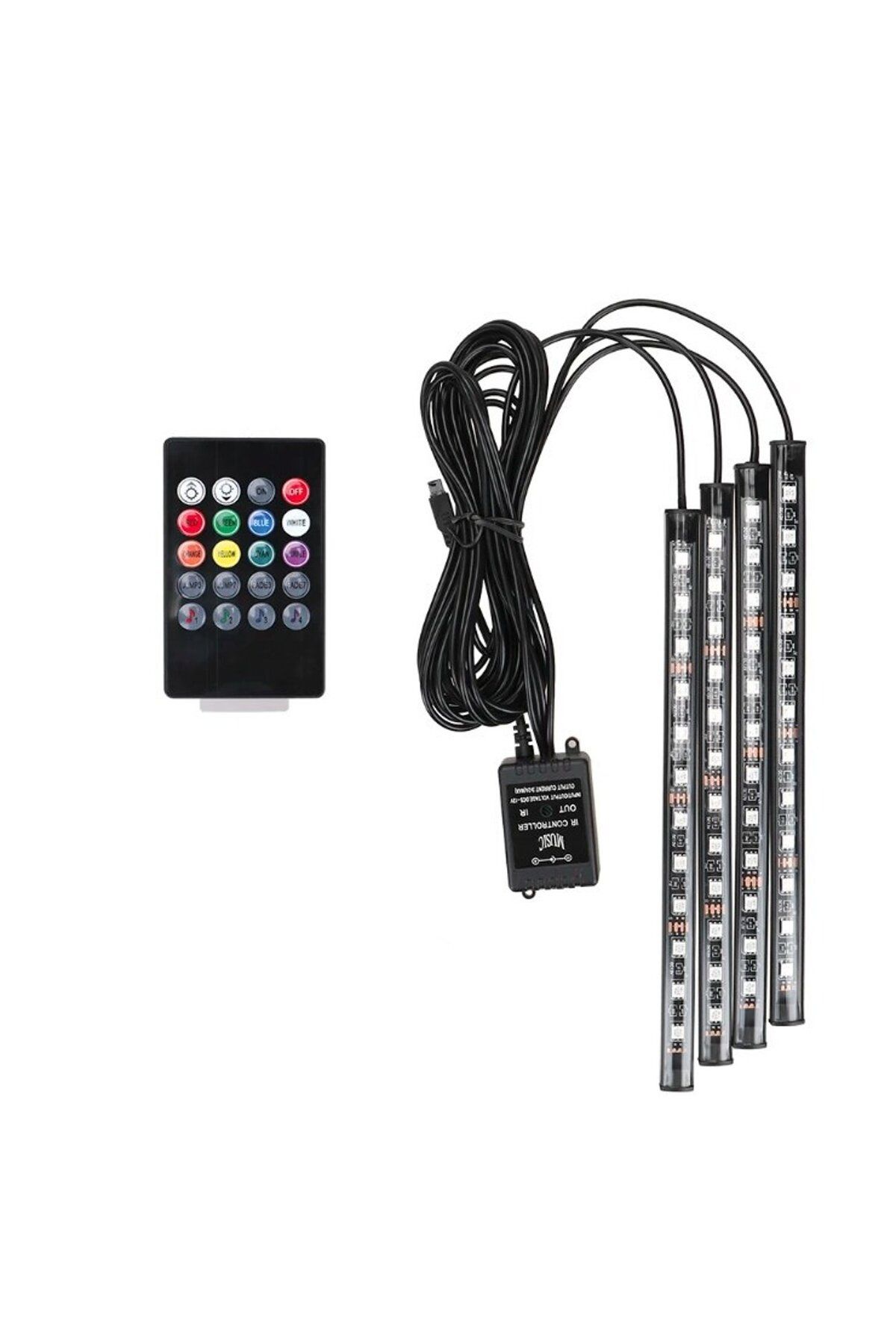 LIGHTNIX-4-Piece Music-Sensitive Underfoot Rgb Led-Remote Controlled Flexible Structure Compatible with All Vehicles 3