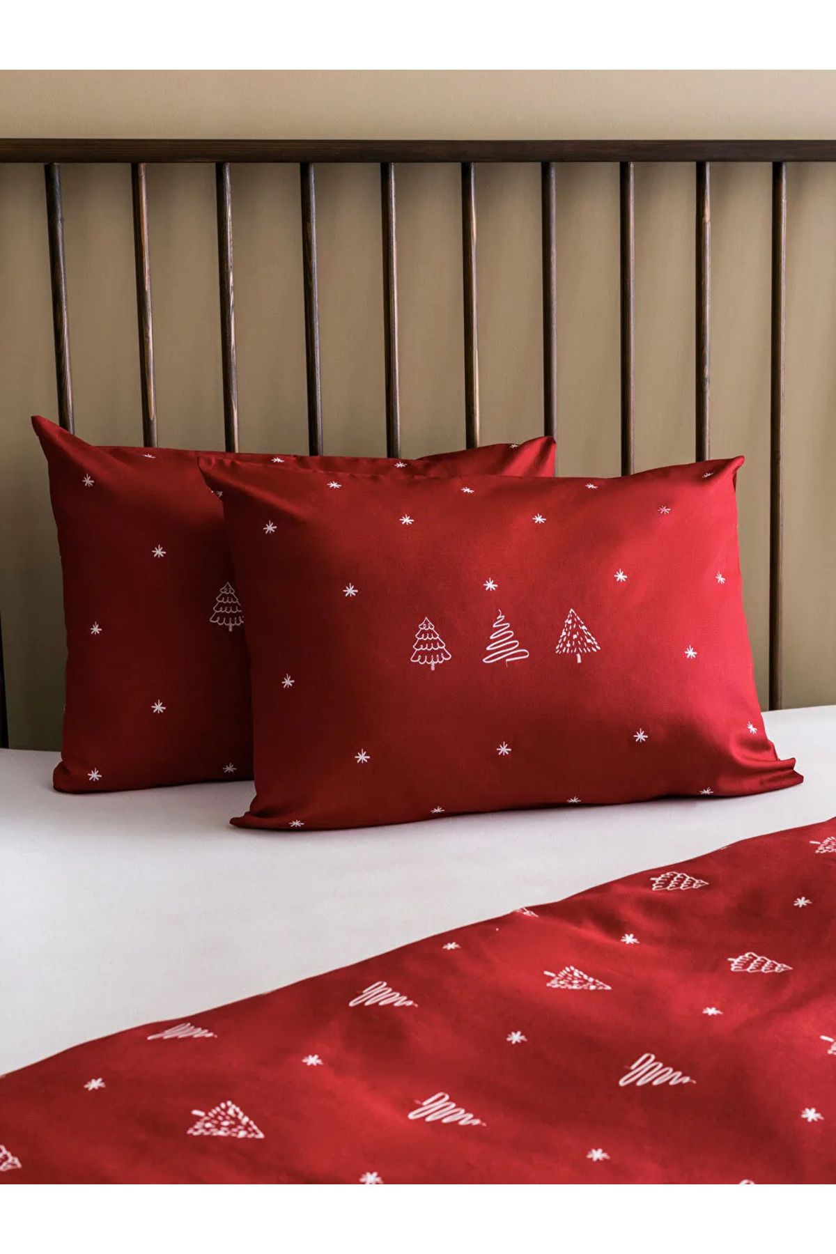 LC Waikiki-Lcw Home Red Christmas Patterned Double Duvet Cover Set - Tt 3