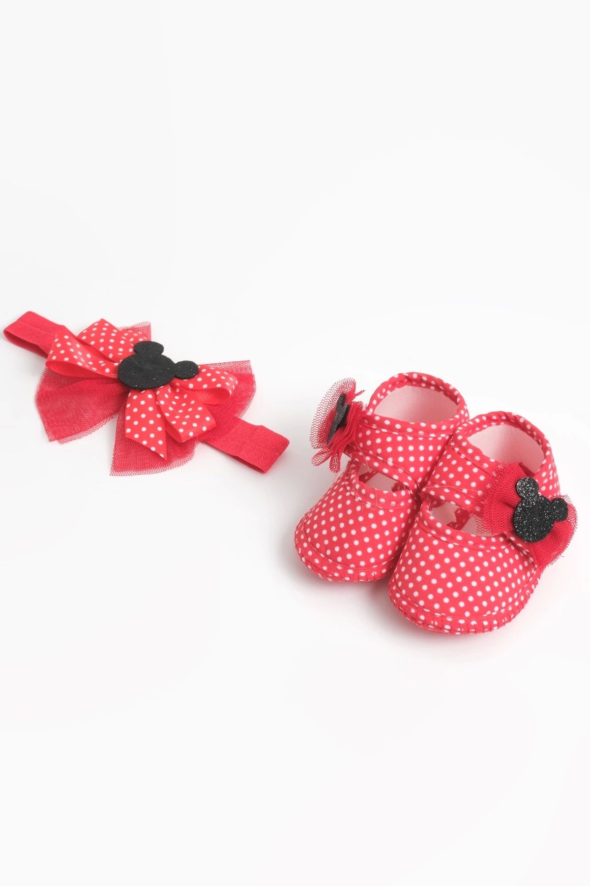 LOGO AKSESUAR-0-3 Months Mickey Baby Bandana and Booties Set - Polka Dots 3