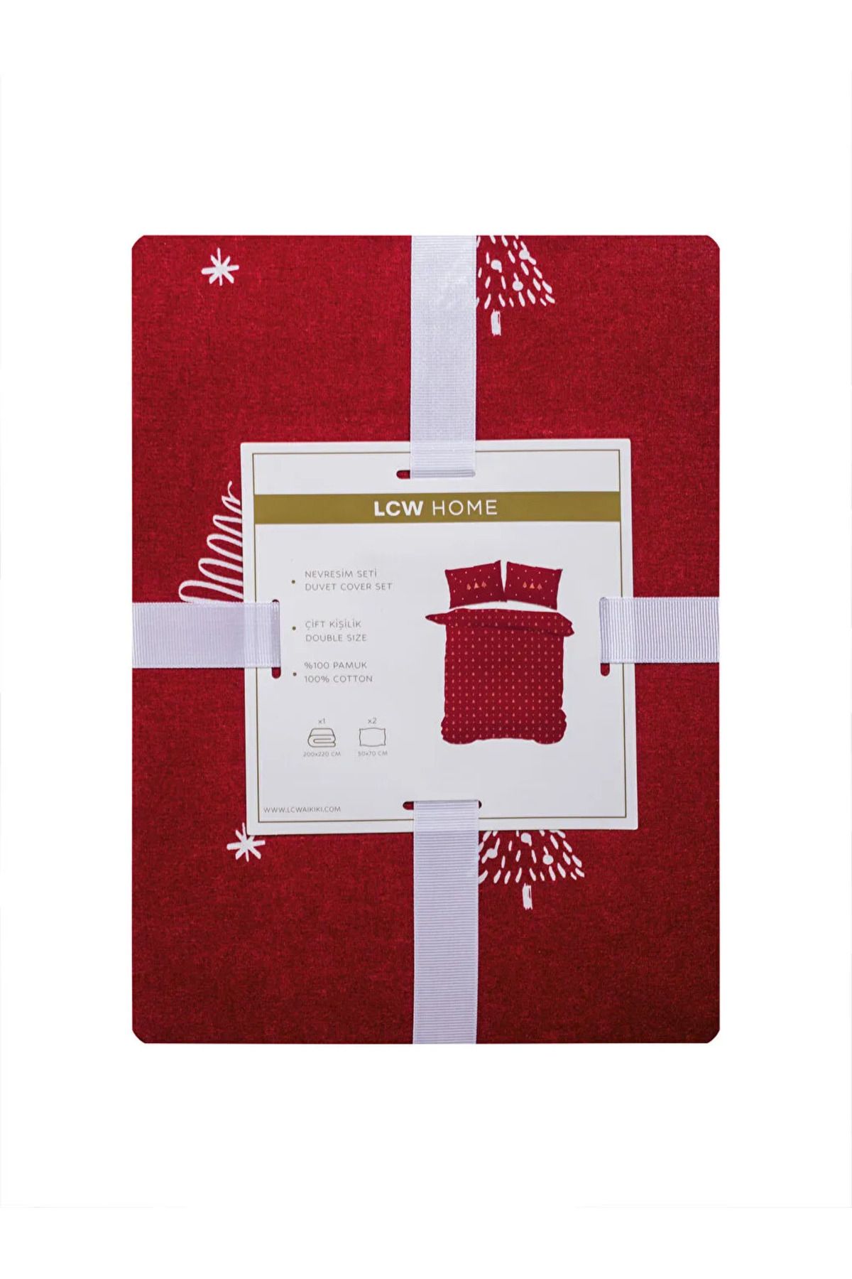 LC Waikiki-Lcw Home Red Christmas Patterned Double Duvet Cover Set - Tt 7