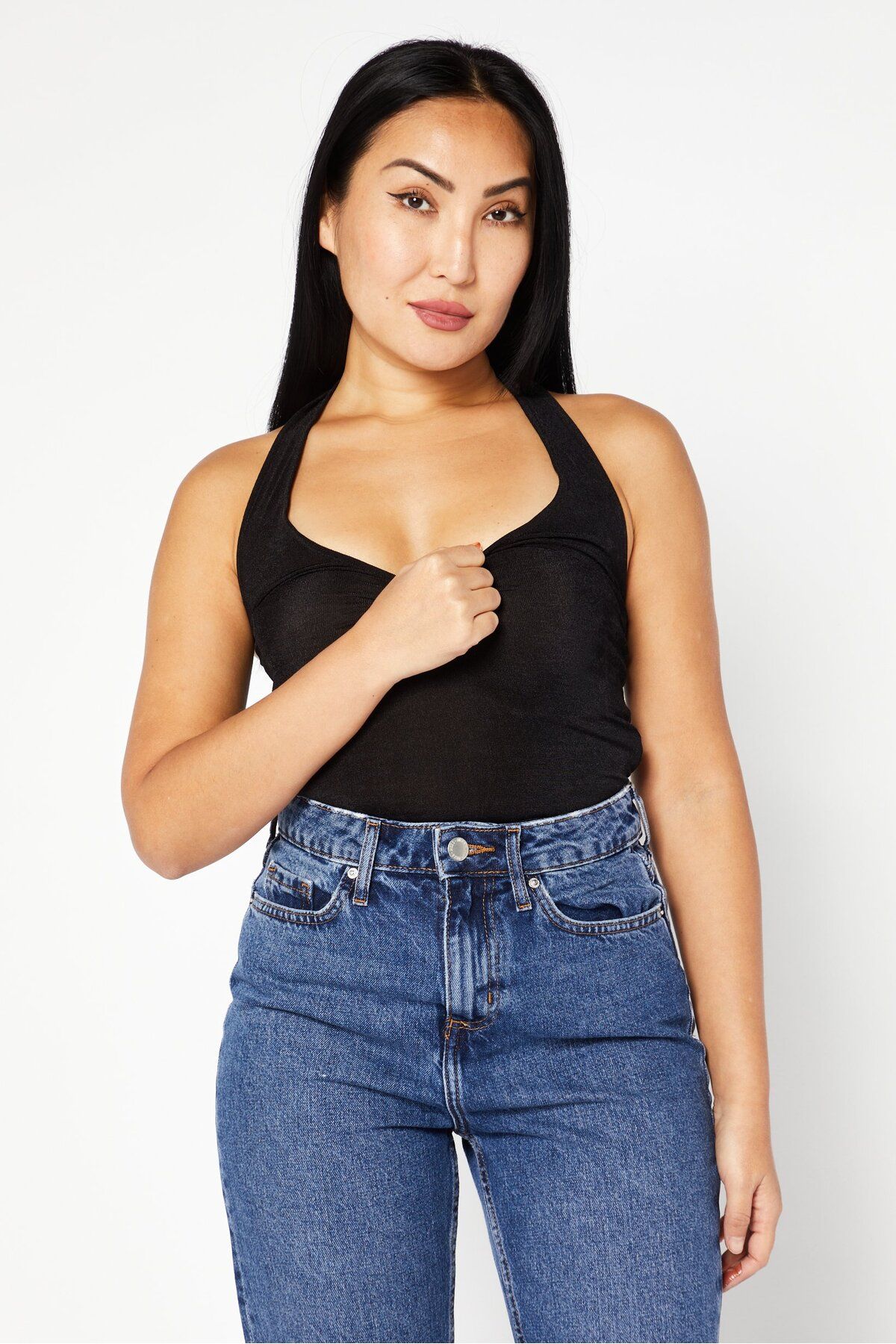 Don't Call Me Jennyfer-Women Textured Sleeveless Bodysuit, Black 1