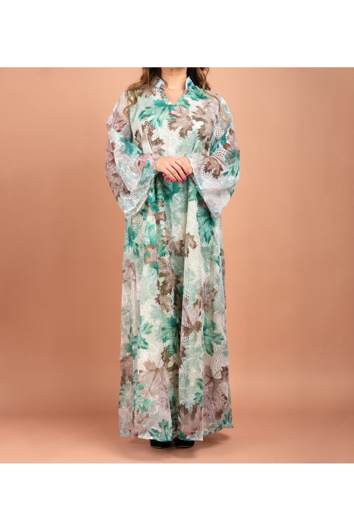 IKKXA-Multicolor Printed Kaftan CJ1006 Green 5