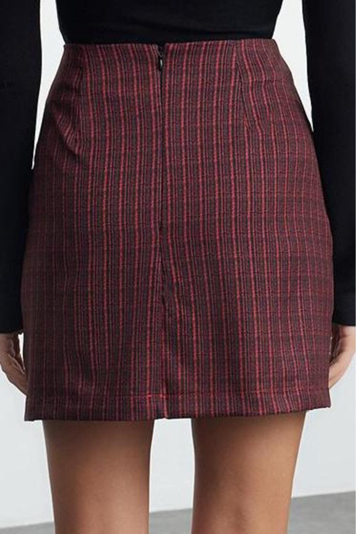 FRM-Women's Fashion Style Mini Unlined Woven A-Line Woven Mini Plaid Skirt 5