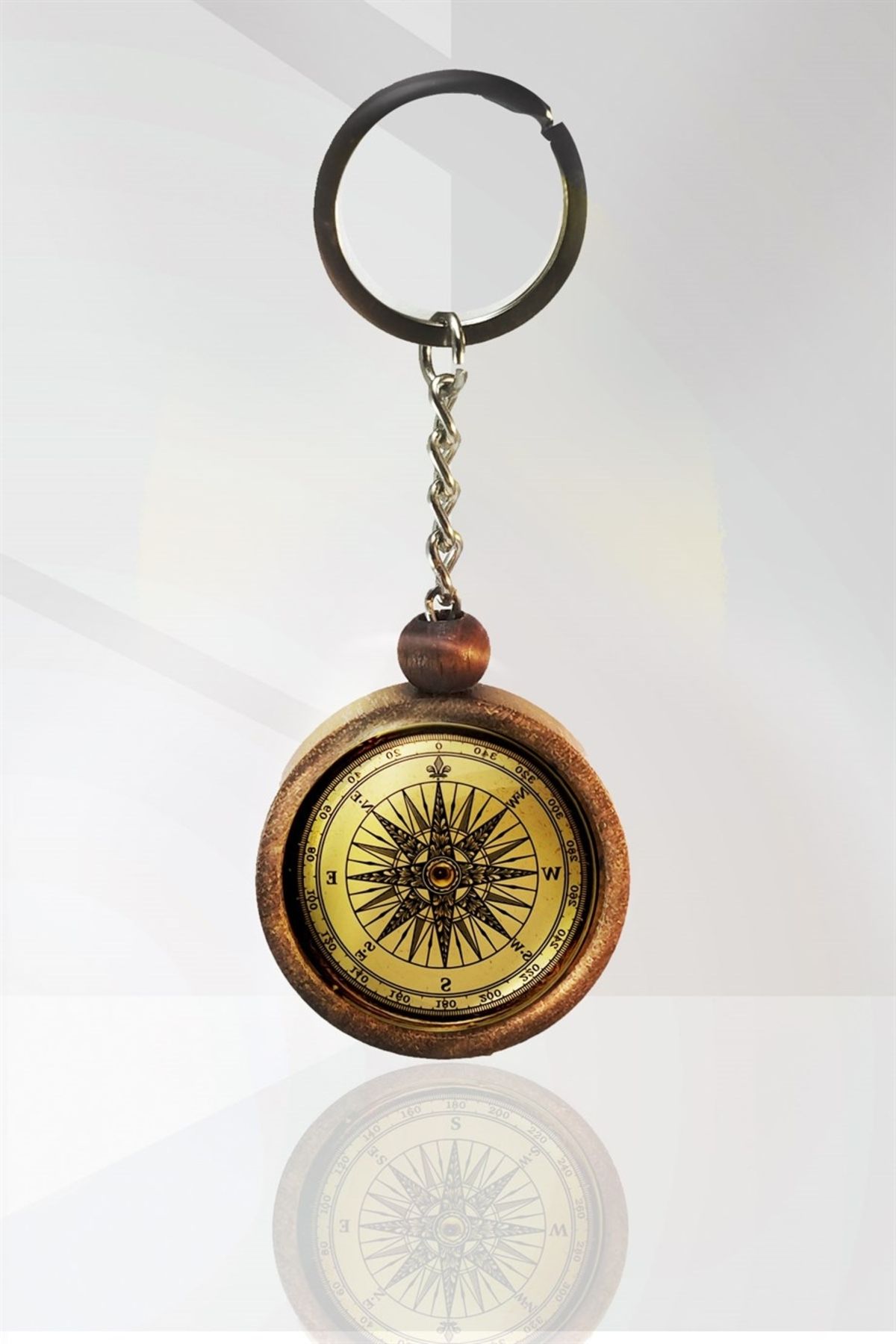 Tahtakolik-Compass Single Size Wooden Keychain - N11.16879 1