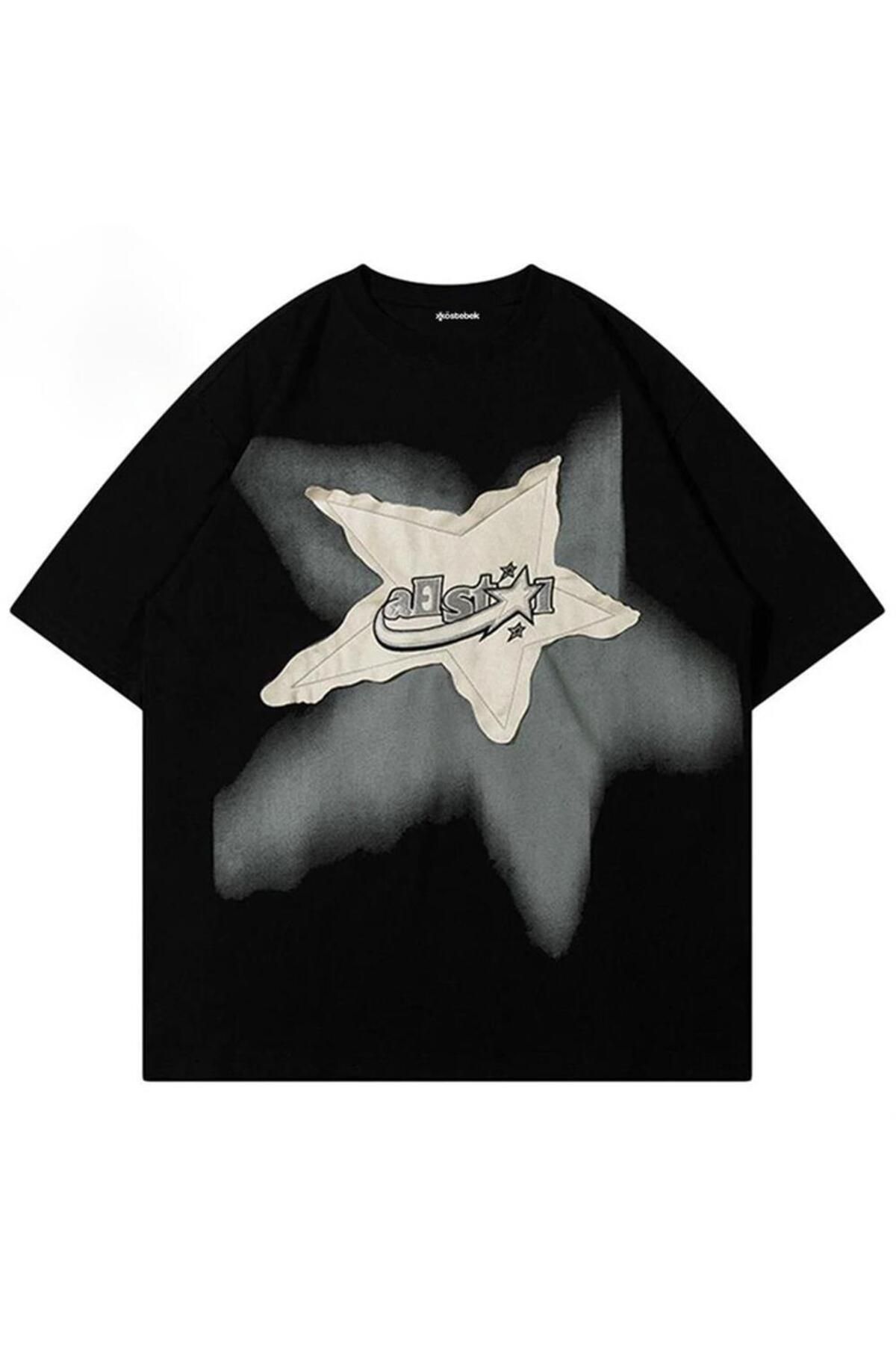 Karakedi Μαύρο T-shirt Shooting Star Trail (unisex). für Adult Unisex - L