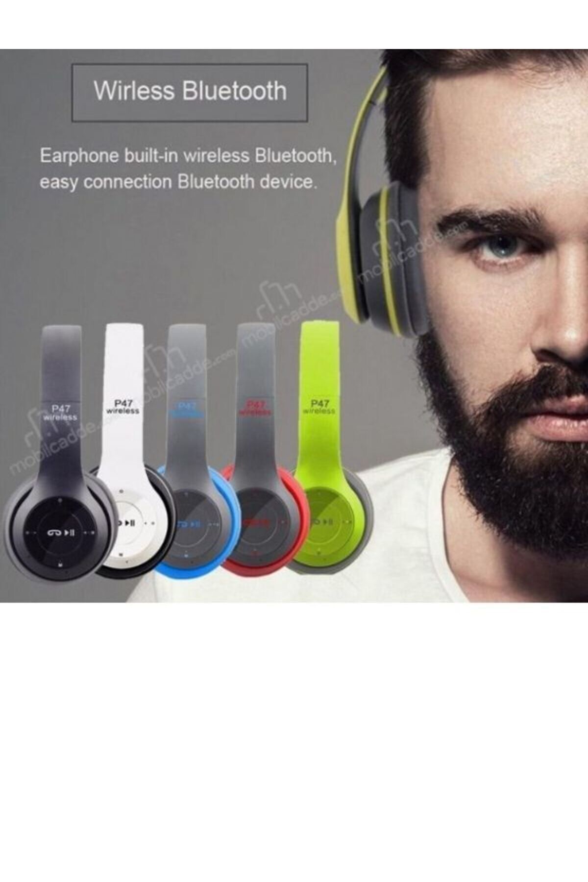 Kensa Siyah P47 Extra Bass Wireless Bluetooth Kulaklık 5.0 Edr-4