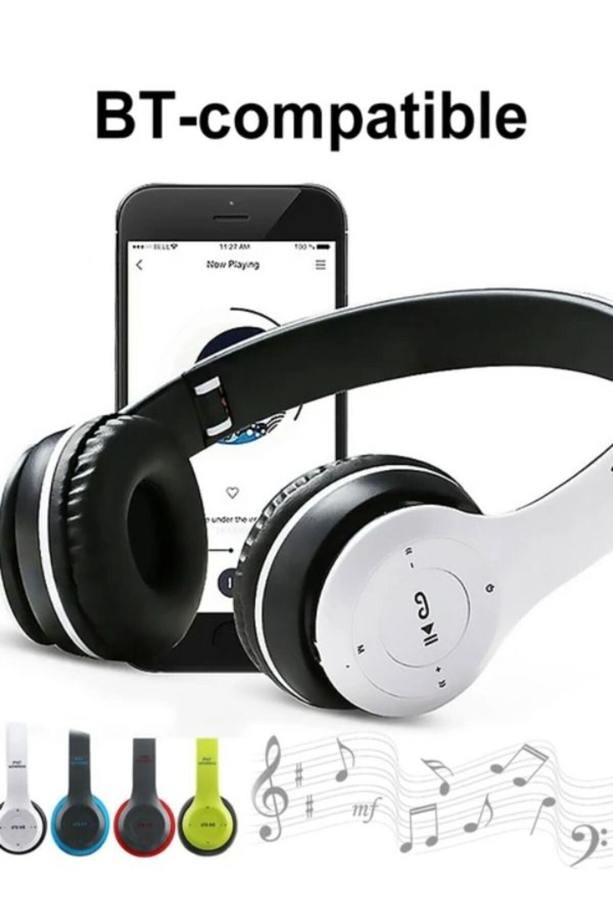 Kensa Siyah P47 Extra Bass Wireless Bluetooth Kulaklık 5.0 Edr-6