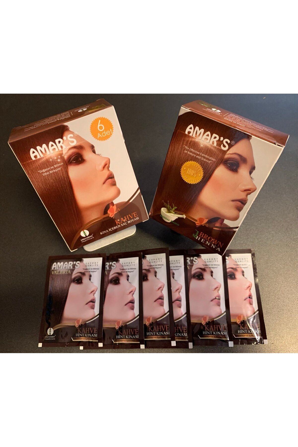 رنگ موی قهوه‌ای با حنای Amar's® (بسته ۶ عددی) رنگ ابرو و مژه قهوه‌ای تیره Joanna (بسته ۱ عددی) — ۲ در ۱ — تصویر 4 از 8