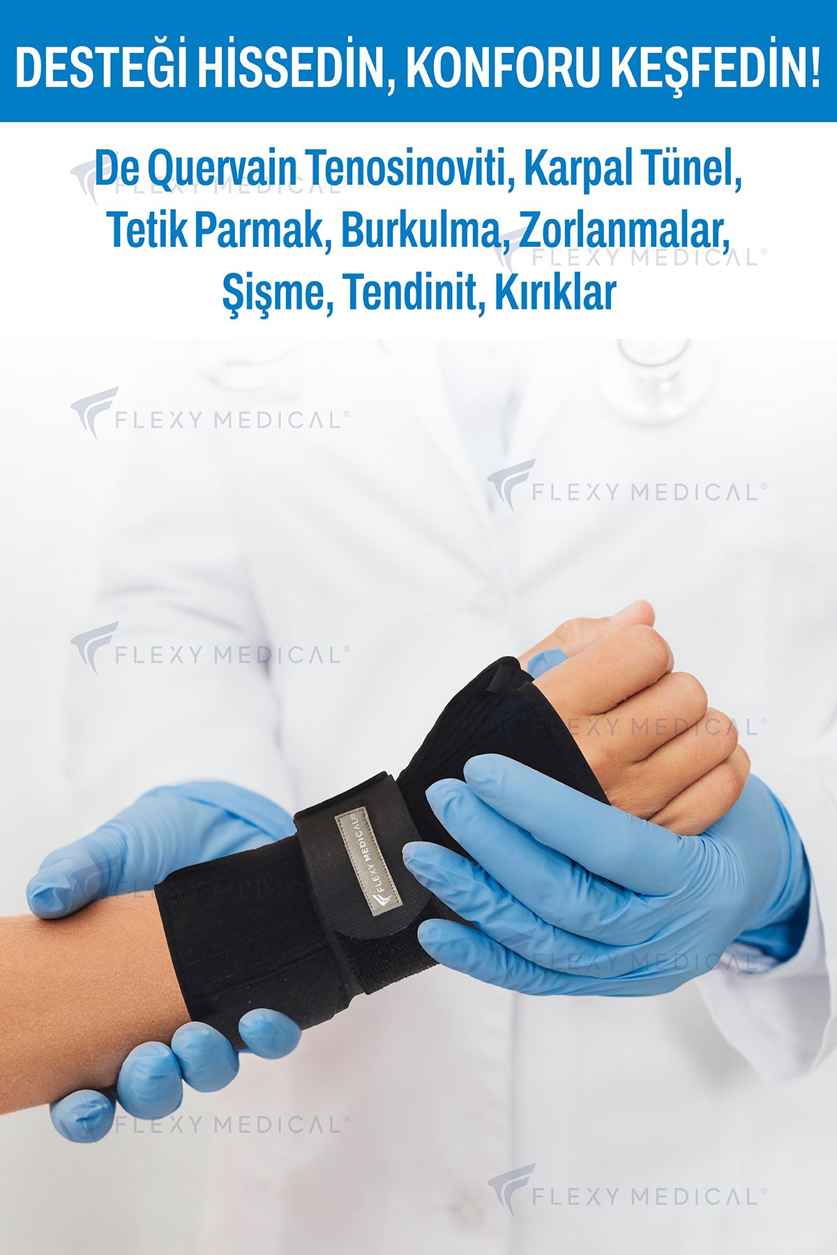 Flexy Medical El Bilek Ateli - Baş Parmak Destekli El Bilek Ateli, Metal Destekli, Bağ Ve Eklem Koruması Sağlar