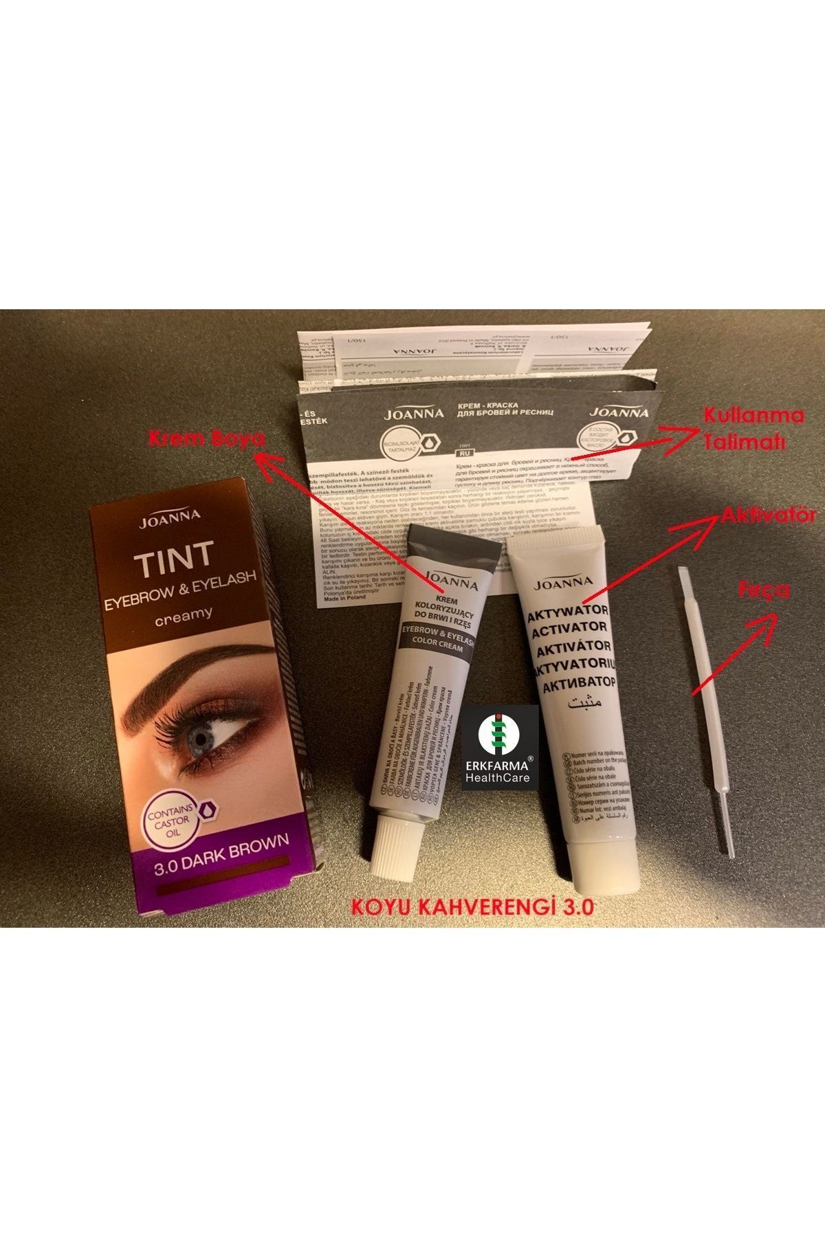 رنگ موی قهوه‌ای با حنای Amar's® (بسته ۶ عددی) رنگ ابرو و مژه قهوه‌ای تیره Joanna (بسته ۱ عددی) — ۲ در ۱ — تصویر 3 از 8