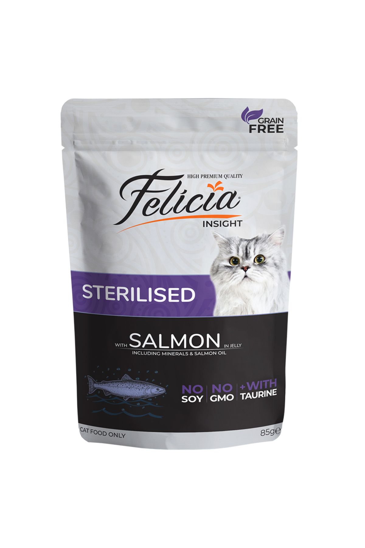 Felicia Tahılsız 85 gr Pouch Sterilised Somonlu Yaş Kedi Maması 12 Adet