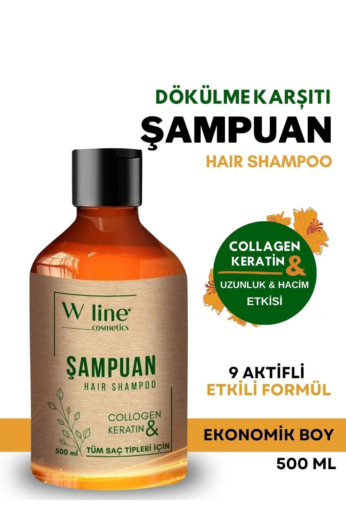 wline Saç Dökülmesine Karşı Collagen & Keratin Bakım Şampuanı 500 ml-6