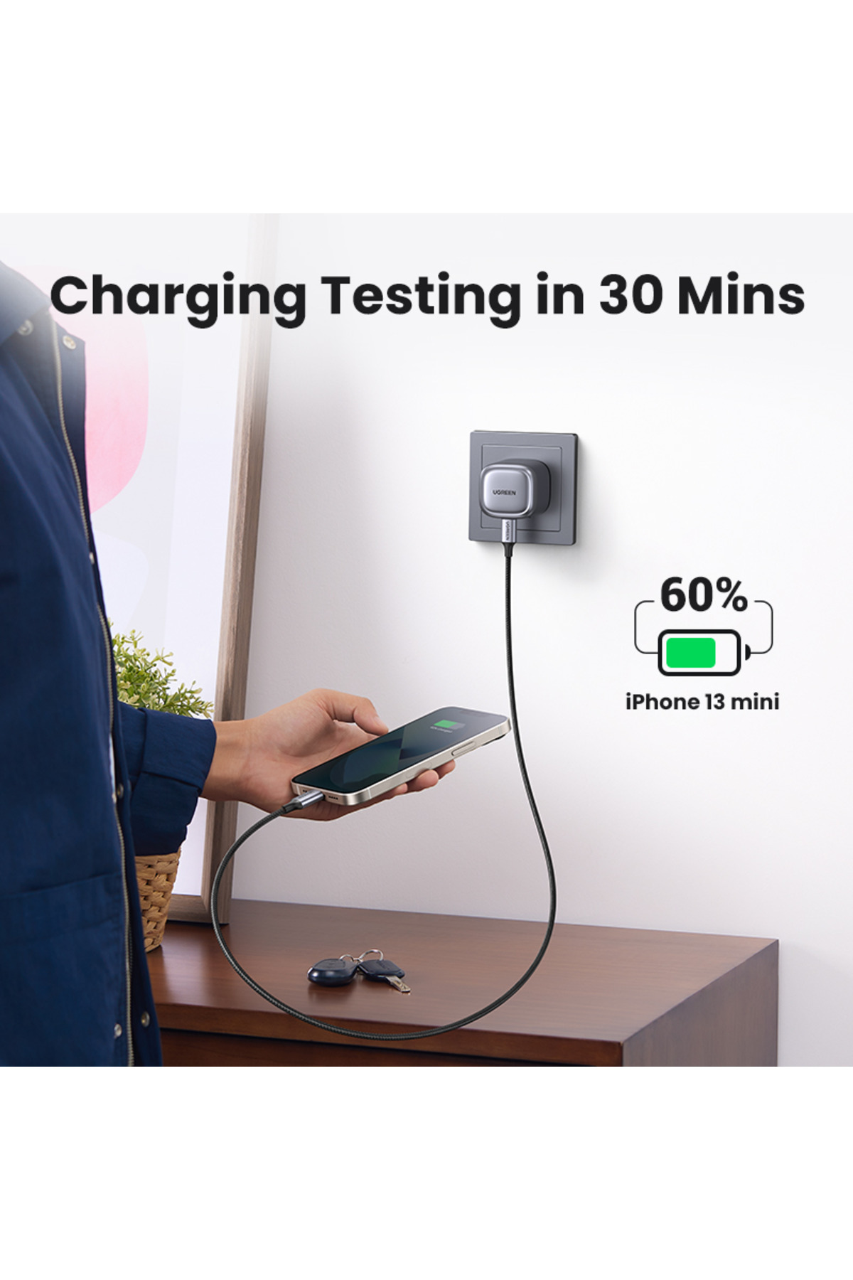 Ugreen-Nexode 30W USB-C PD GaN Fast Charger UK - White 7