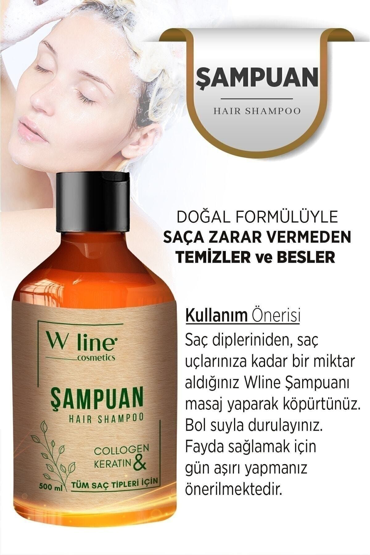 wline Saç Dökülmesine Karşı Collagen & Keratin Bakım Şampuanı 500 ml-4