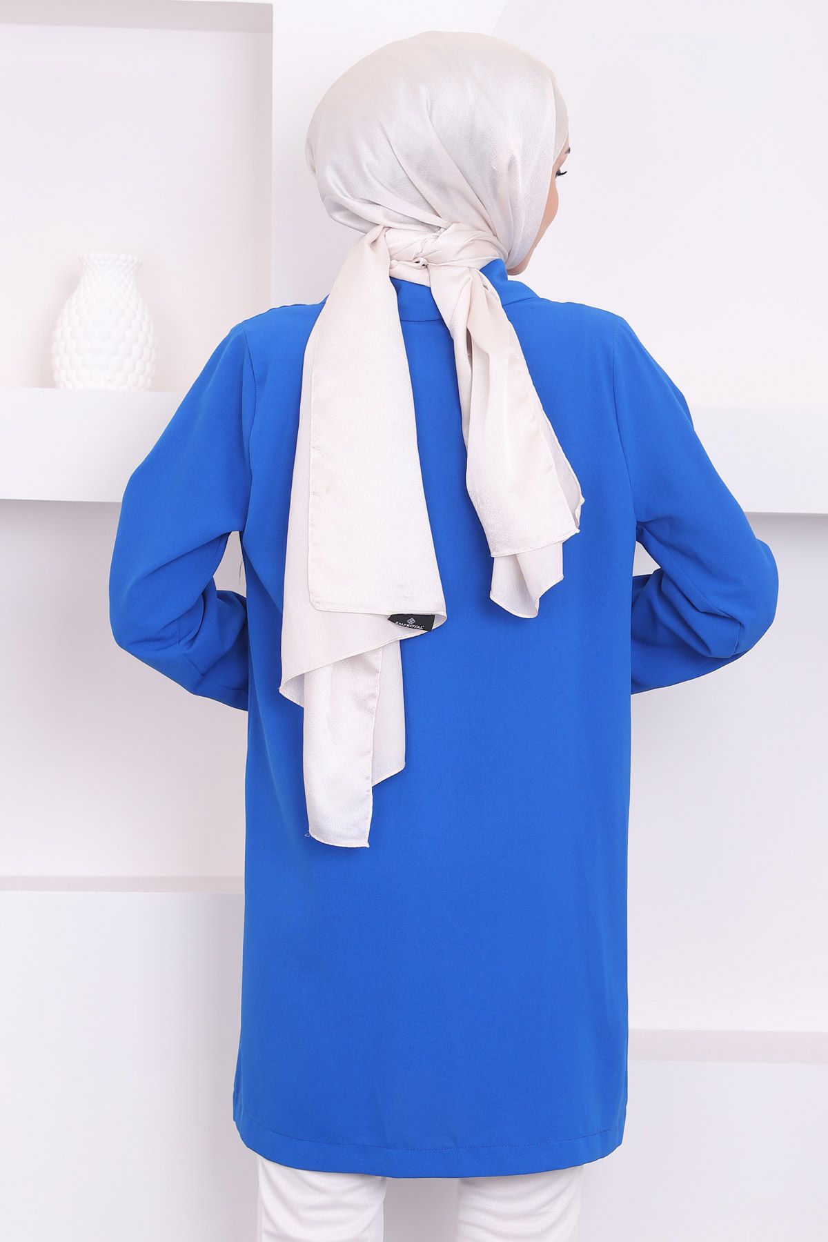 İmajButik-Saks Blue Pocket Double Sleeve Jacket 4