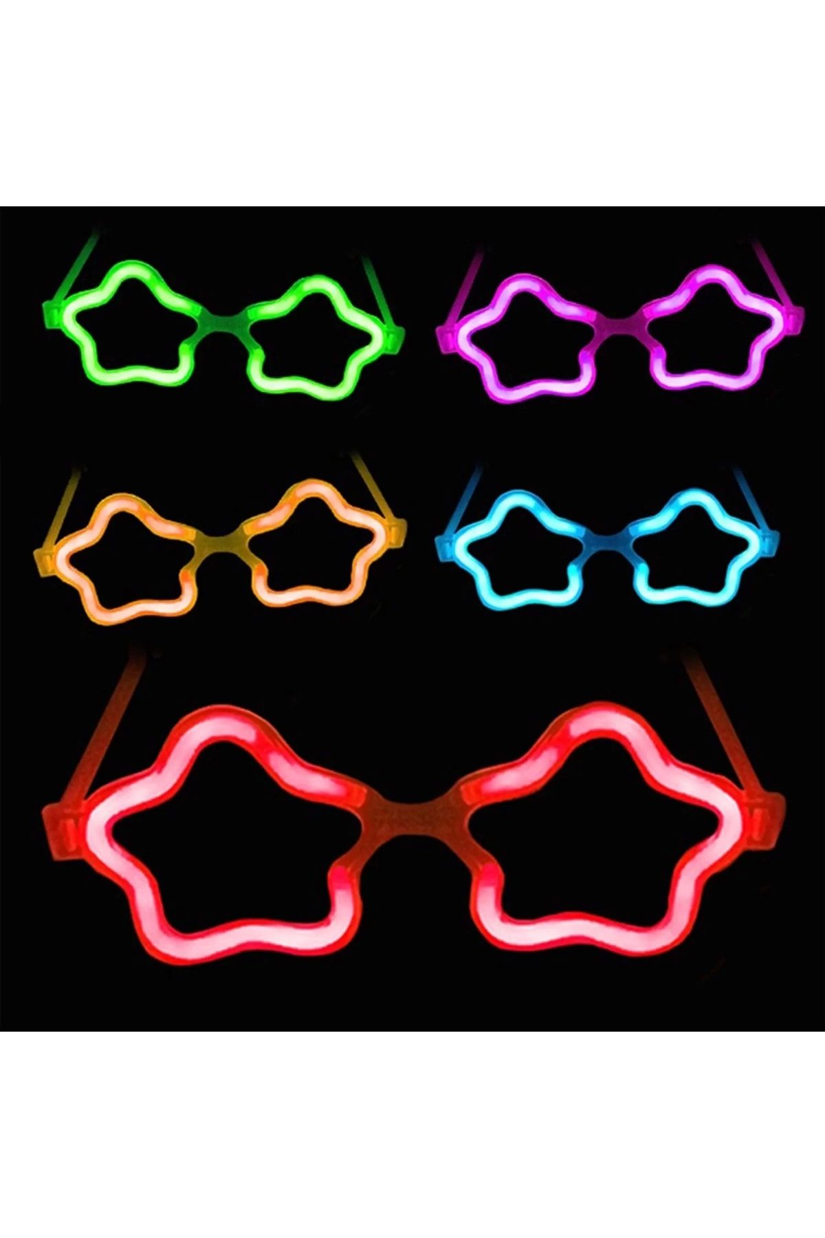 ÇERÇİCİ Yıldız Glow Gözlük - Yıldız Şekilli Glow Stick Gözlüğü - Glow Partisi Gözlük 12 Adet