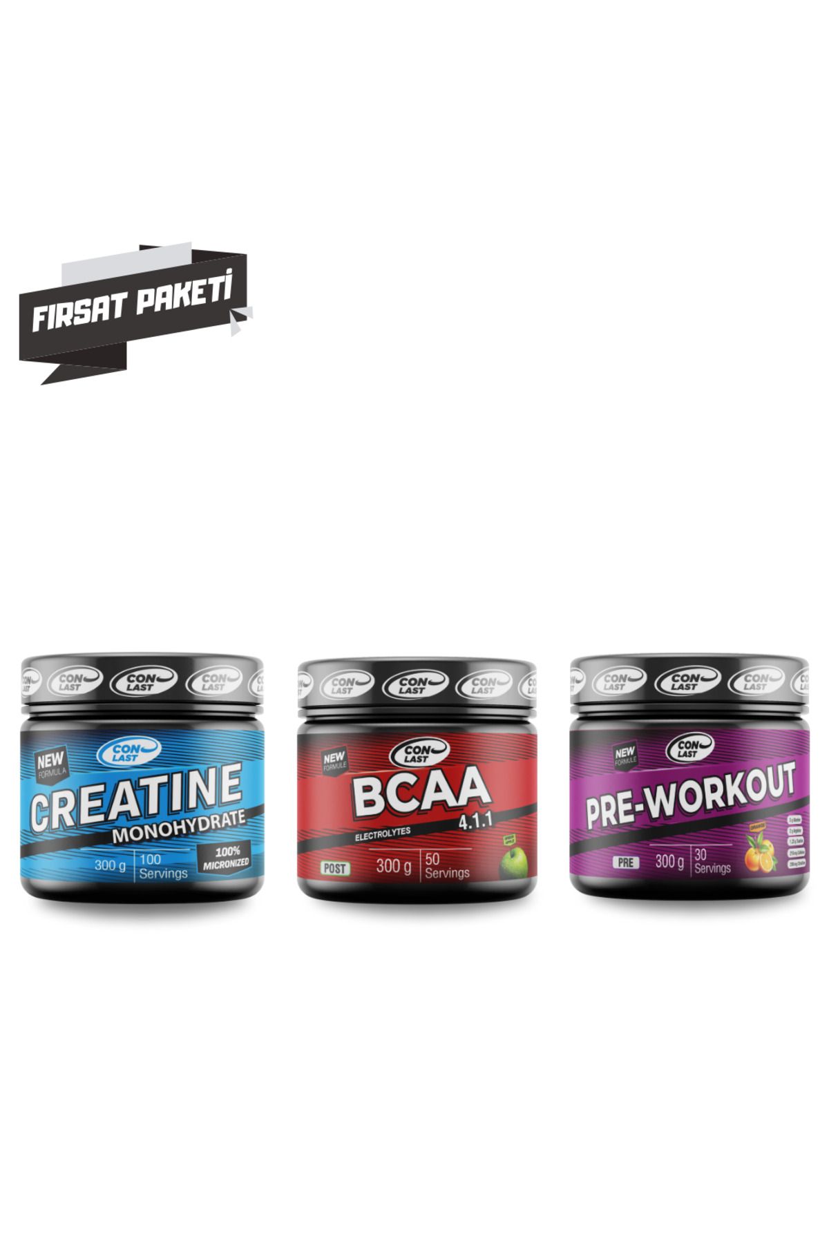 Conlast Pre-workout 300 Gr/bcaa 300 Gr/creatine Monohydrate 300 gr