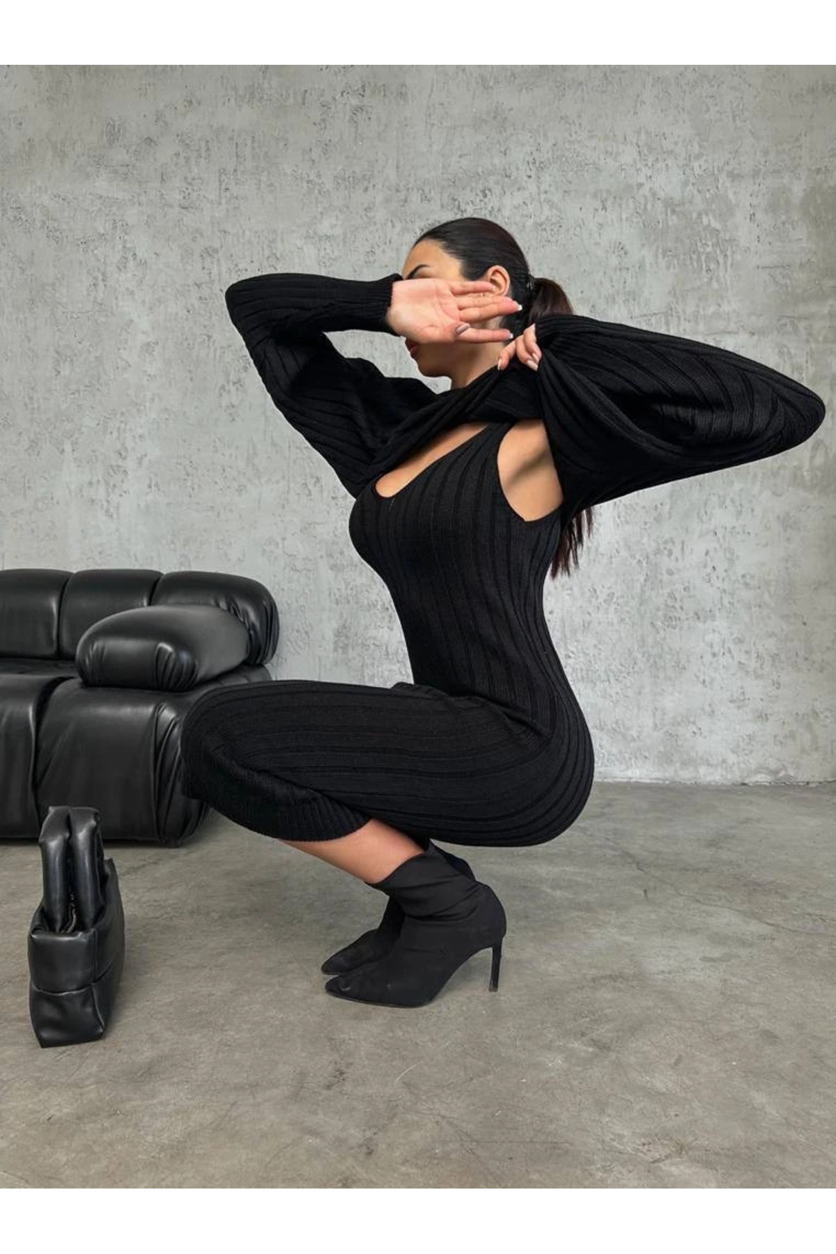 SAFİR-Stand Collar Knitwear Sweater Suit in Stock? 3