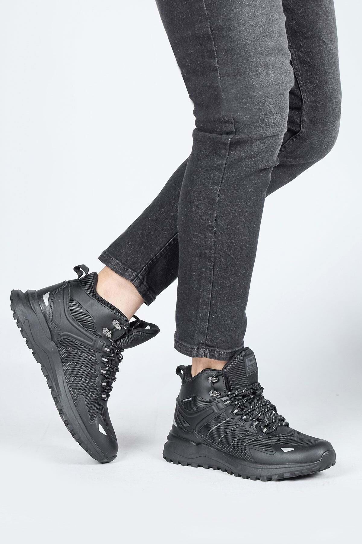 Kocamanlar Ayakkabı Jump 28680 WaterProof Kaymaz Taban Ortopedik Unisex Bot SİYAH görsel 2