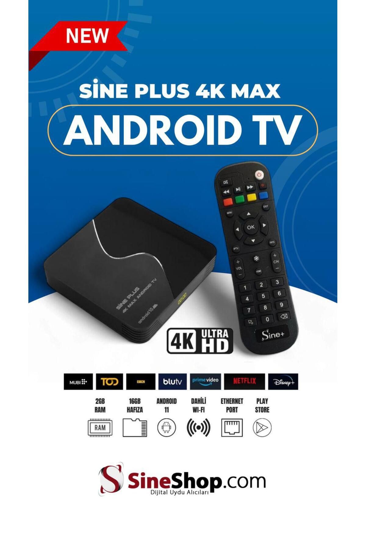 Sine Plus 4k Max 16gb Hafıza Android 11 Tv Box 4k Uhd Medya Player