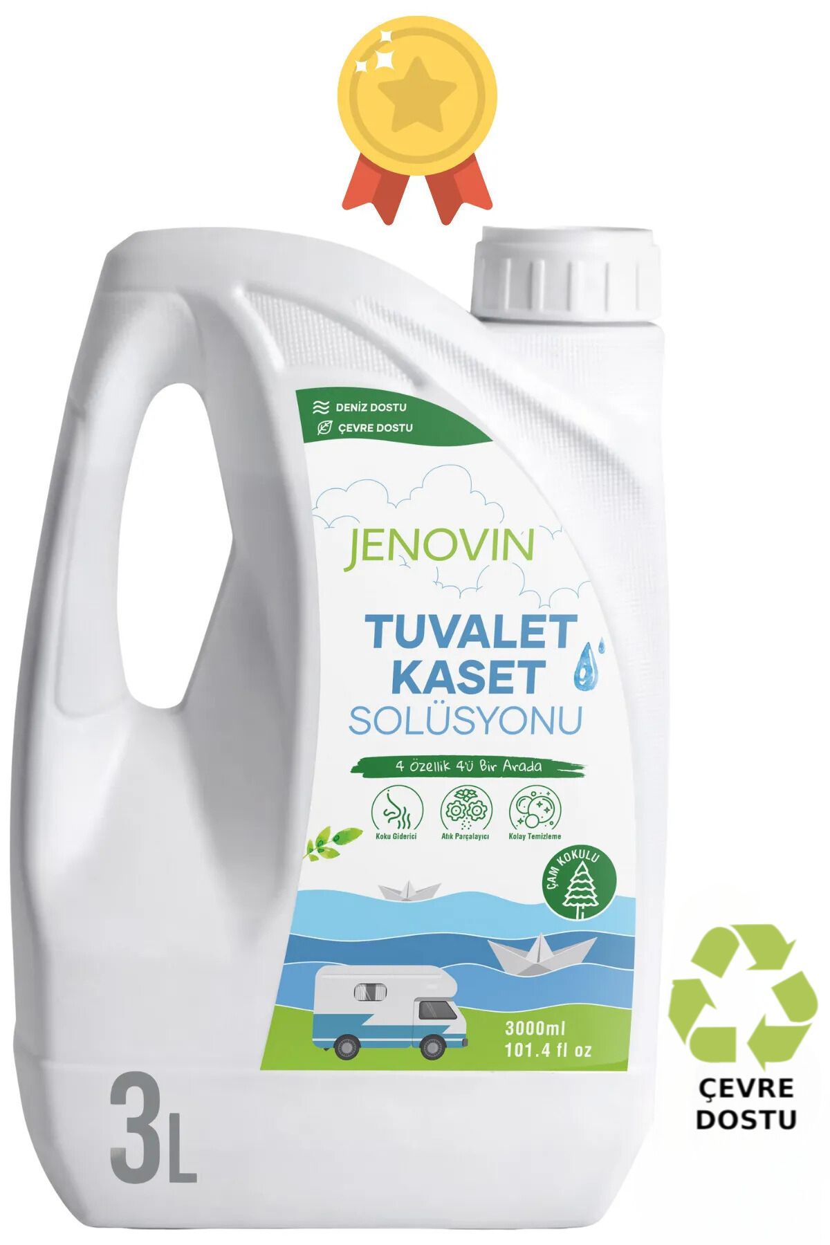 Jenovin Ölçek Hediyeli - Doğa Dostu Çam Aromalı Karavan Wc Kimyasalı 3l