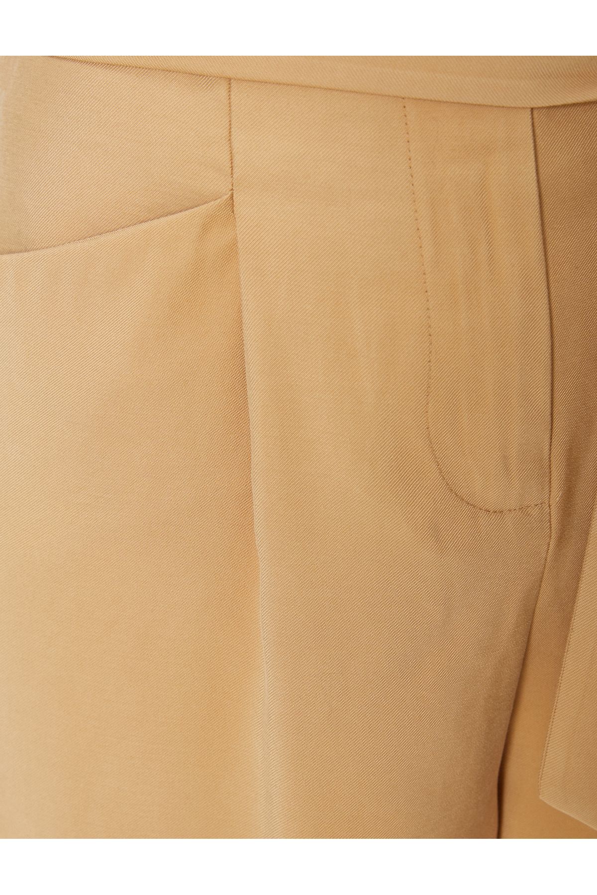 Koton-Silky Textured Shorts with Belt and Pockets 6