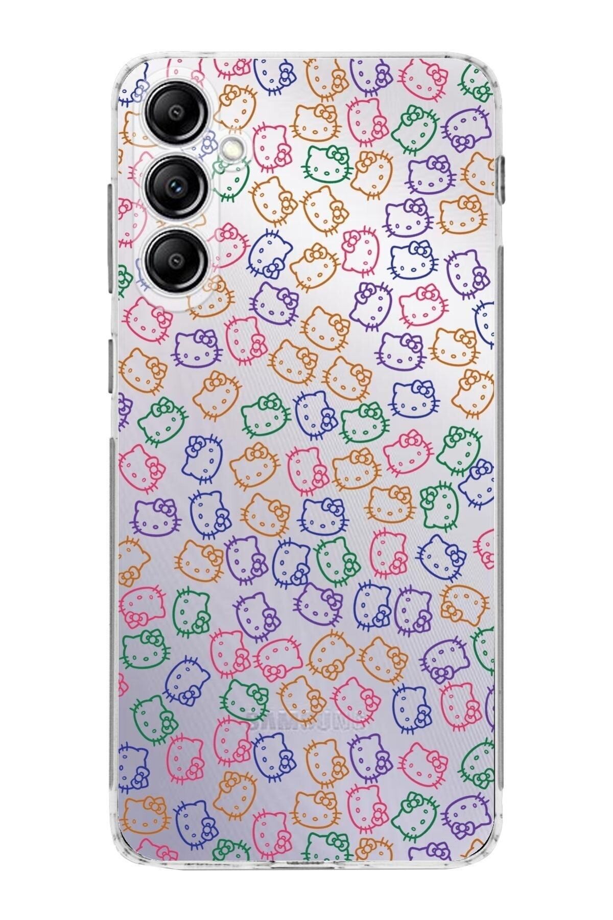 Samsung Galaxy S24 FE ile Kamera Korumalı Kapak Hello Kitty Tasarımlı Şeffaf Kılıf
