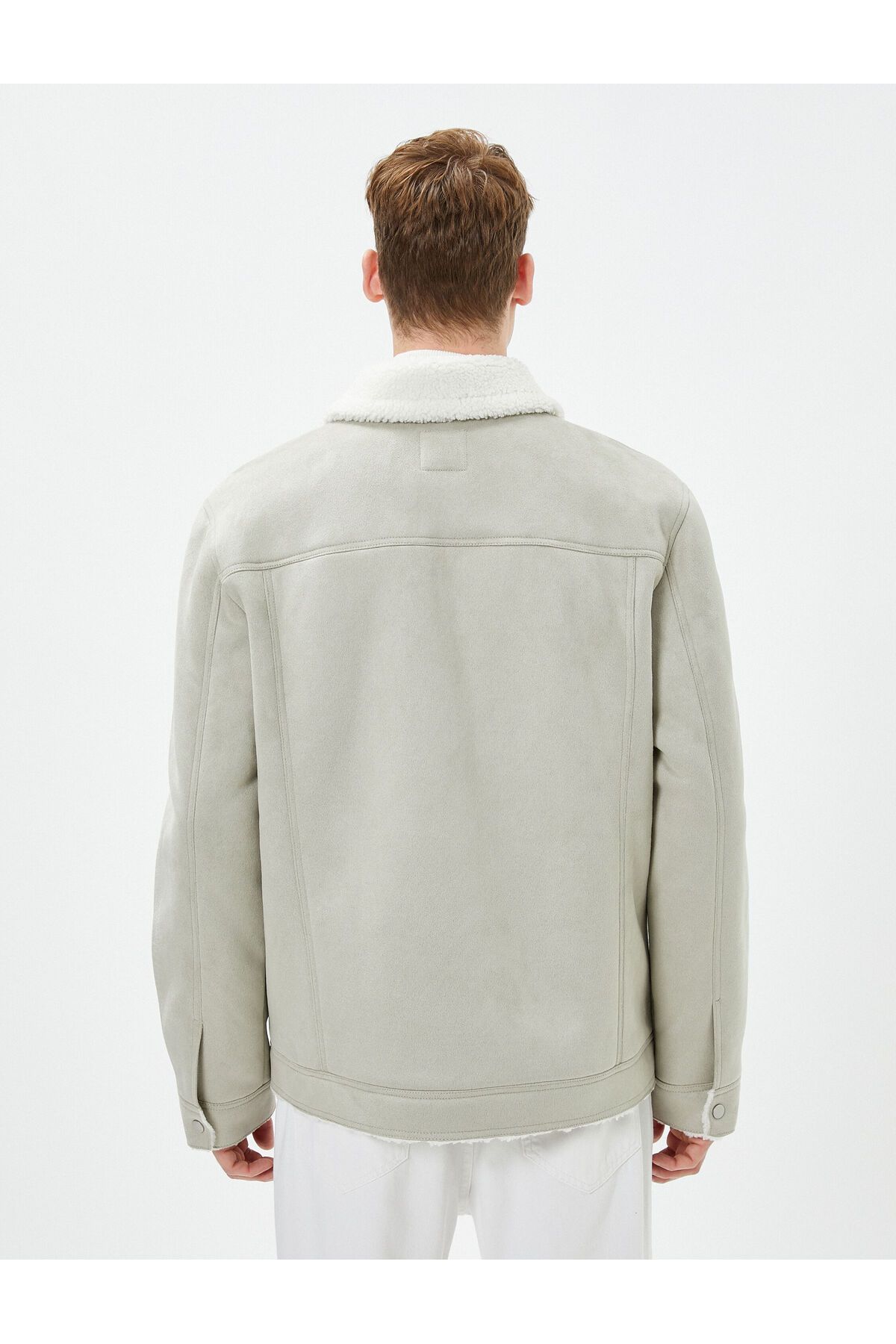 Koton-Suede Look Jacket Inside with Plush Pocket Detail and Snap Buttons 6