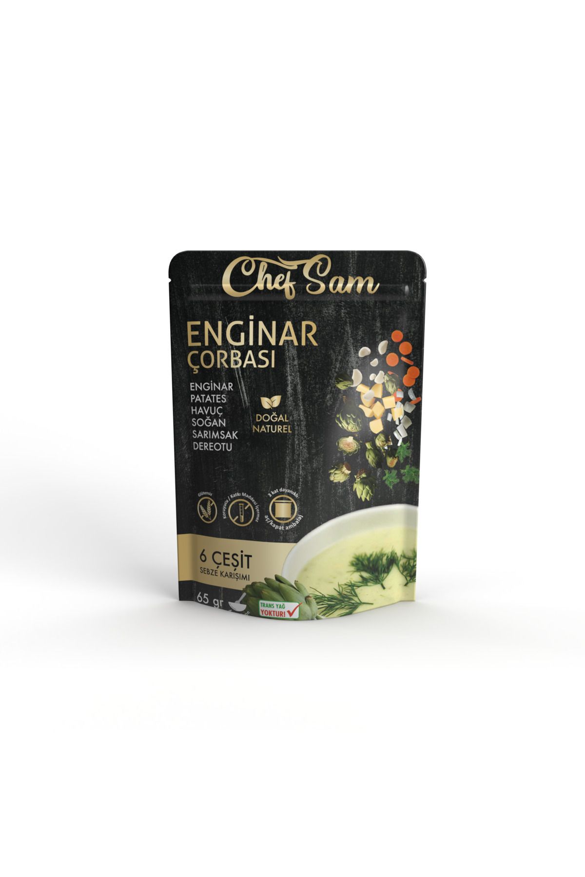 CHEF SAM ENGİNAR ÇORBASI 65 GR *3 ADET* GLÜTENSİZ KORUYUCU İÇERMEZ