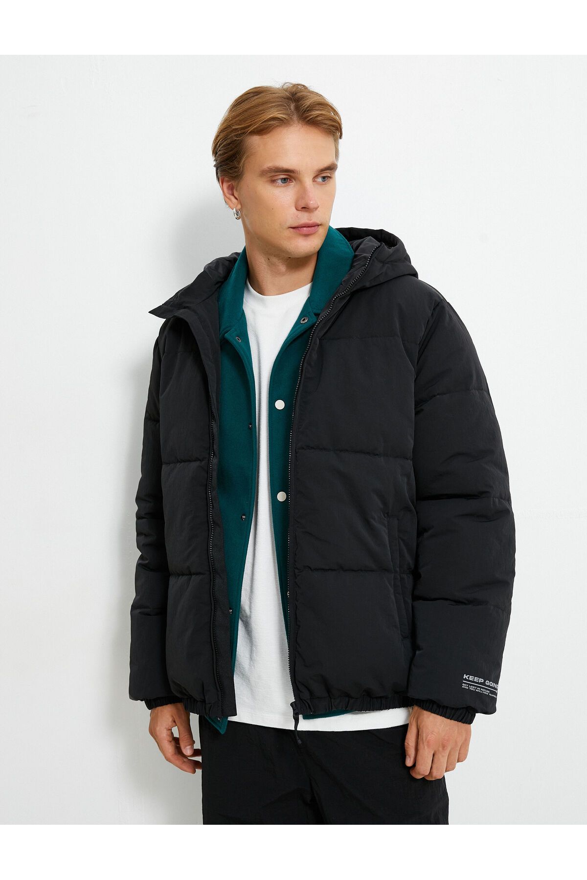 Koton-Puffer Jacket, Hooded, Pocket Detailed, Zippered 3