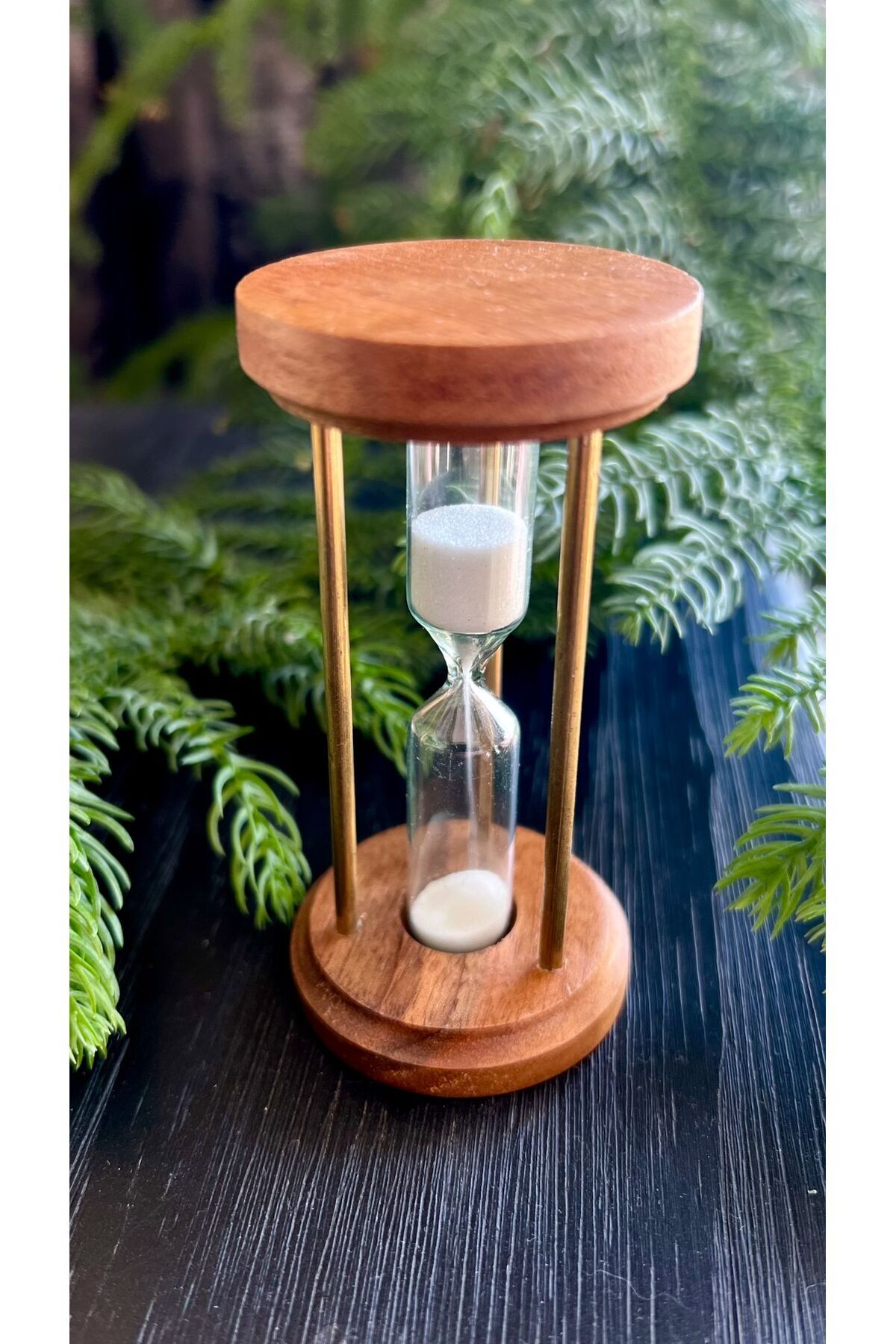 borayris Kum Saati Ahşap Ve Pirinç Antika Görünümlü