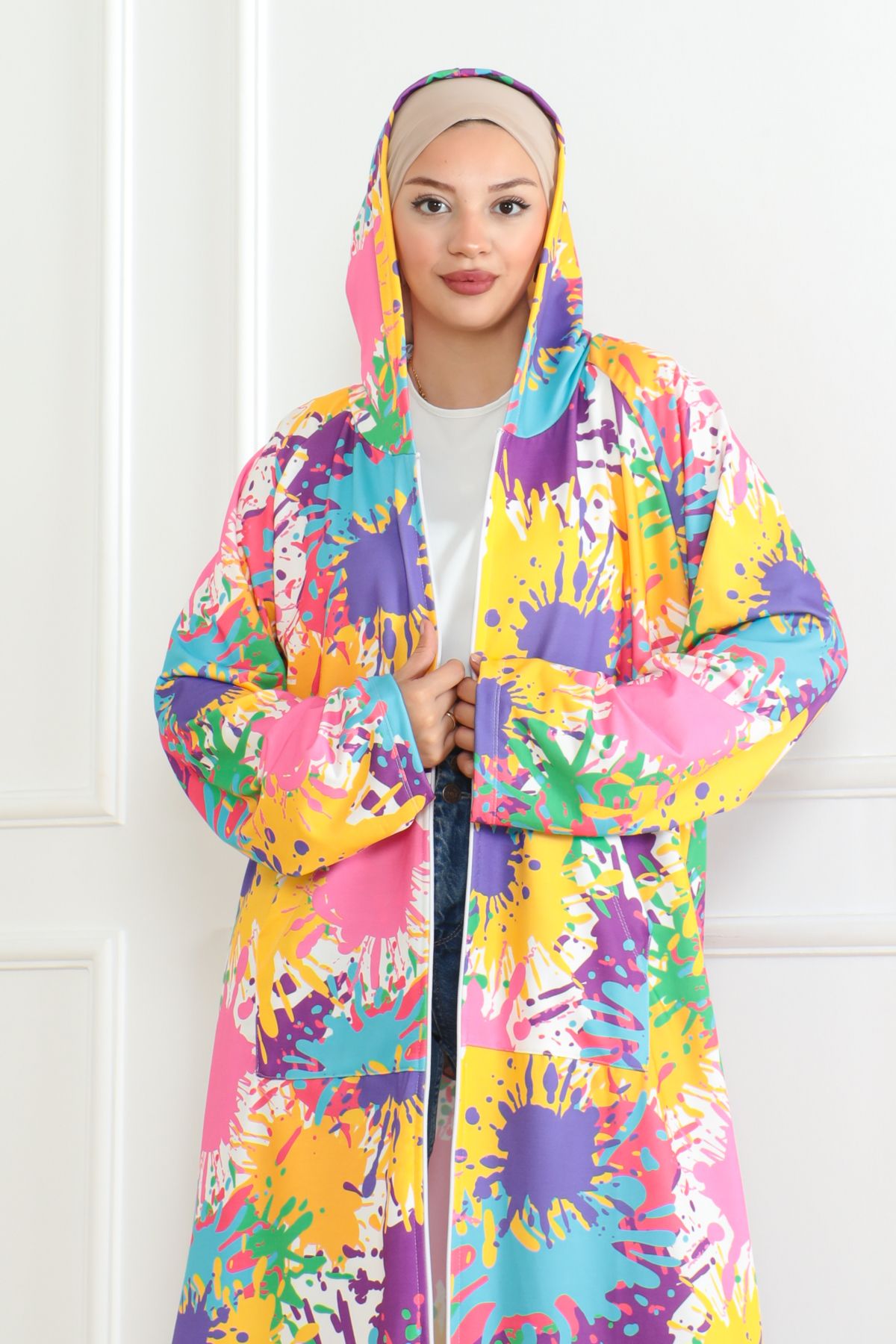 MAY MARA-Large Size Long Digital Printed Hooded Zipper Sweatshirt 6