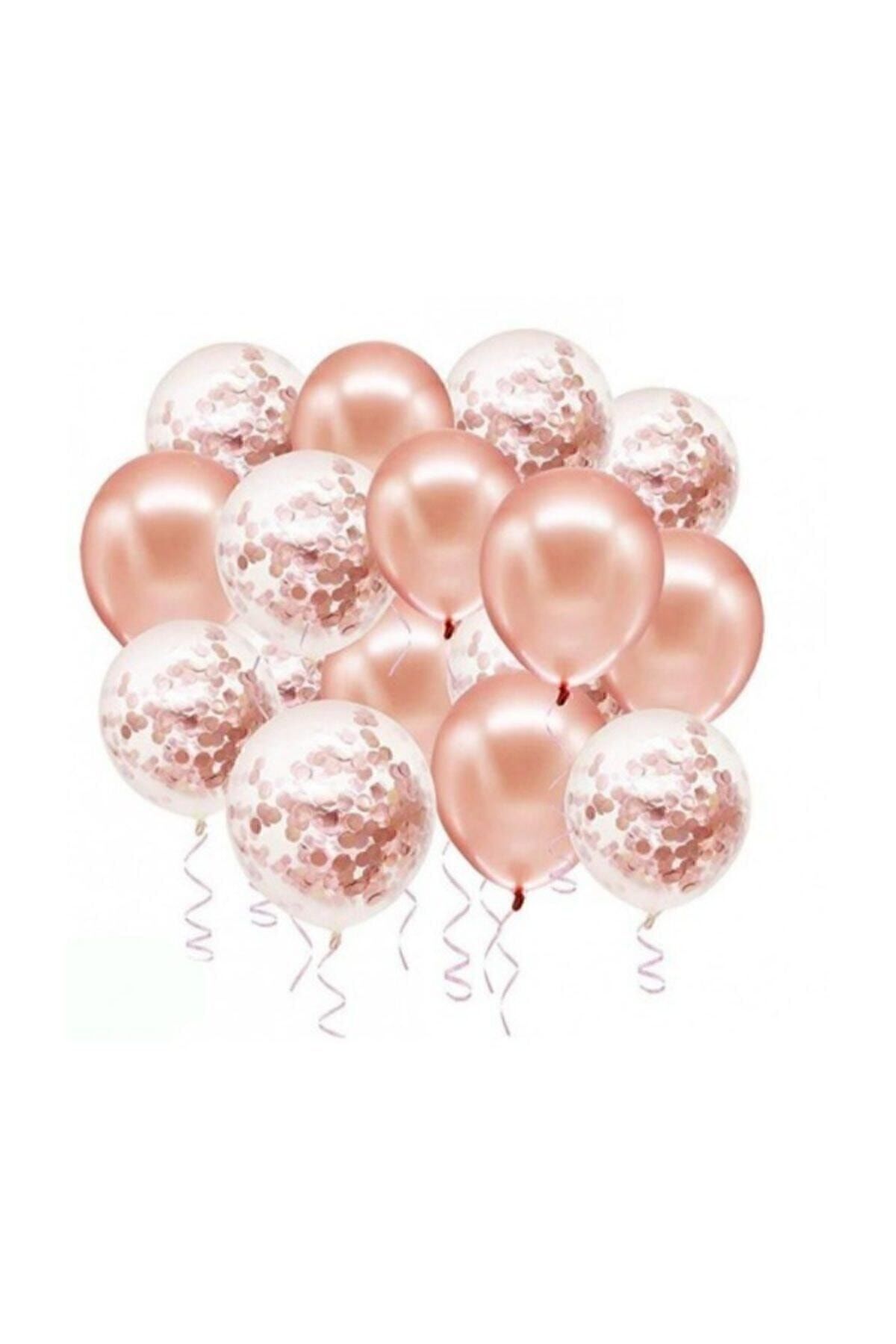 Pink Party Concept Rose Gold Konfetili Balon Seti 20 Adet