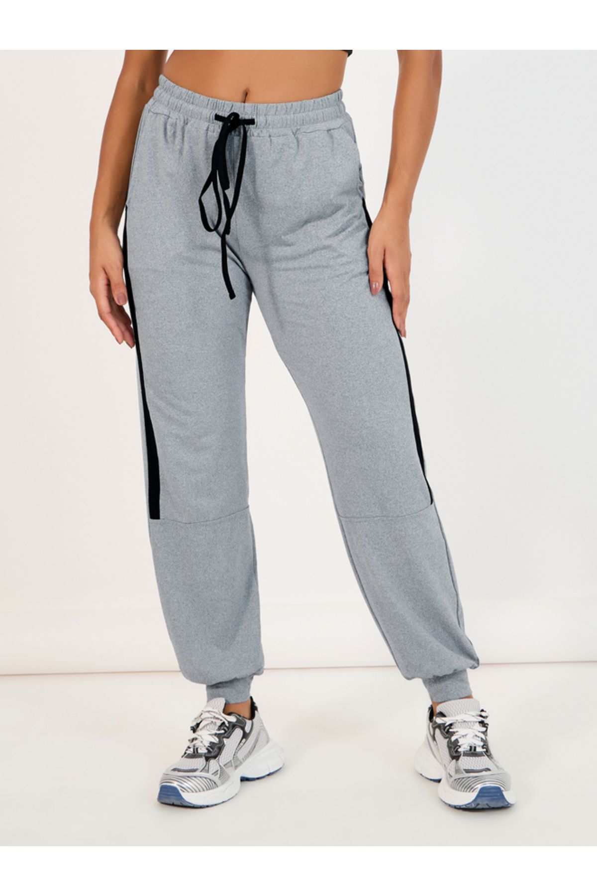Styli-Melange Contrast Drawstring & Side Stripe Joggers 2