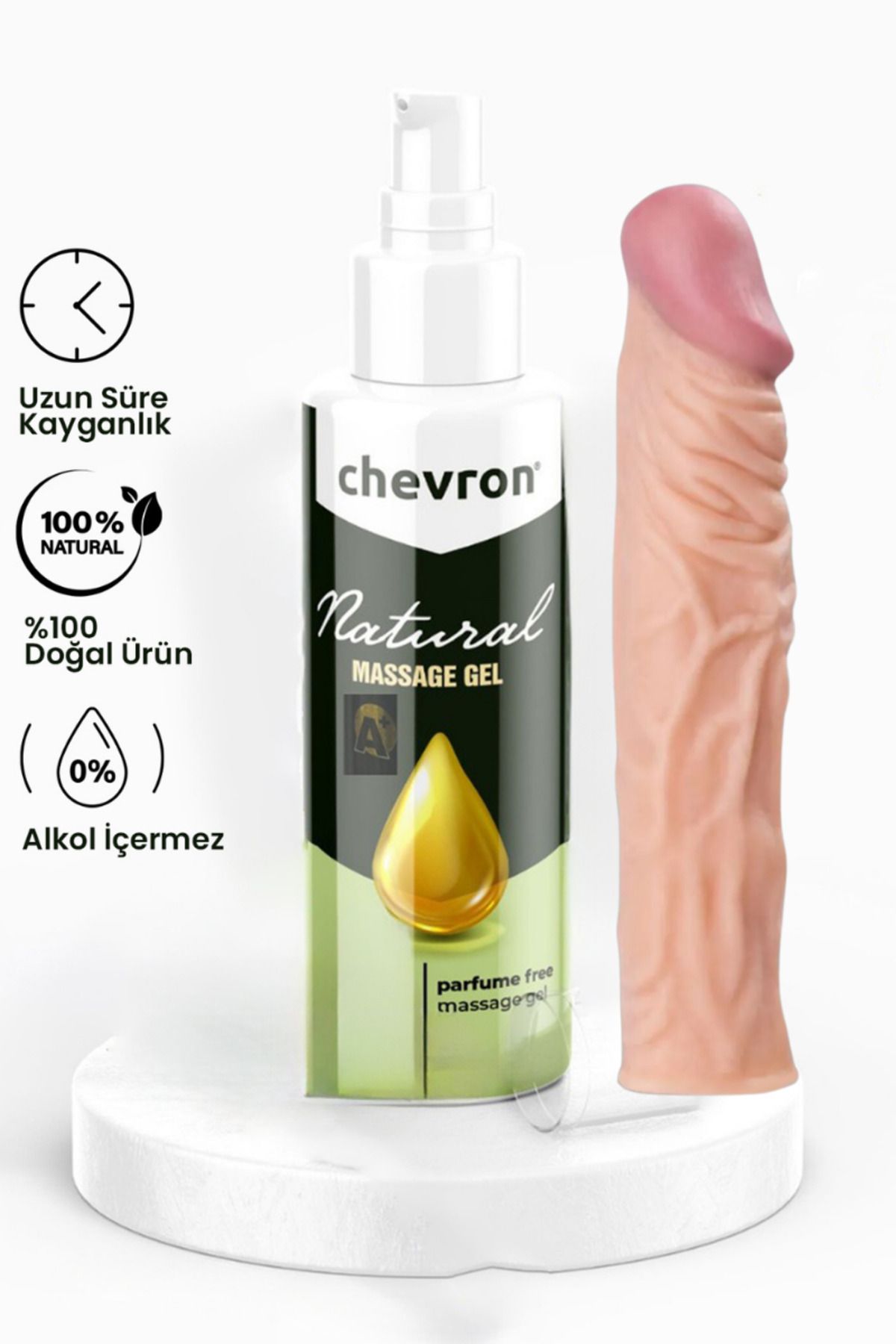 chevron 110 ML Doğal Su Bazlı Extra Kayganlaştırıcı Jel + Et Dokulu Penis Kılıfı