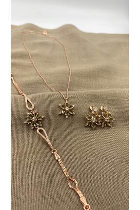 SURA SILVER LOTUS ÇİÇEĞİ MODEL SULTANİT TAŞ 925 AYAR GÜMÜŞ SET (KOLYE,BİLEKLİ...