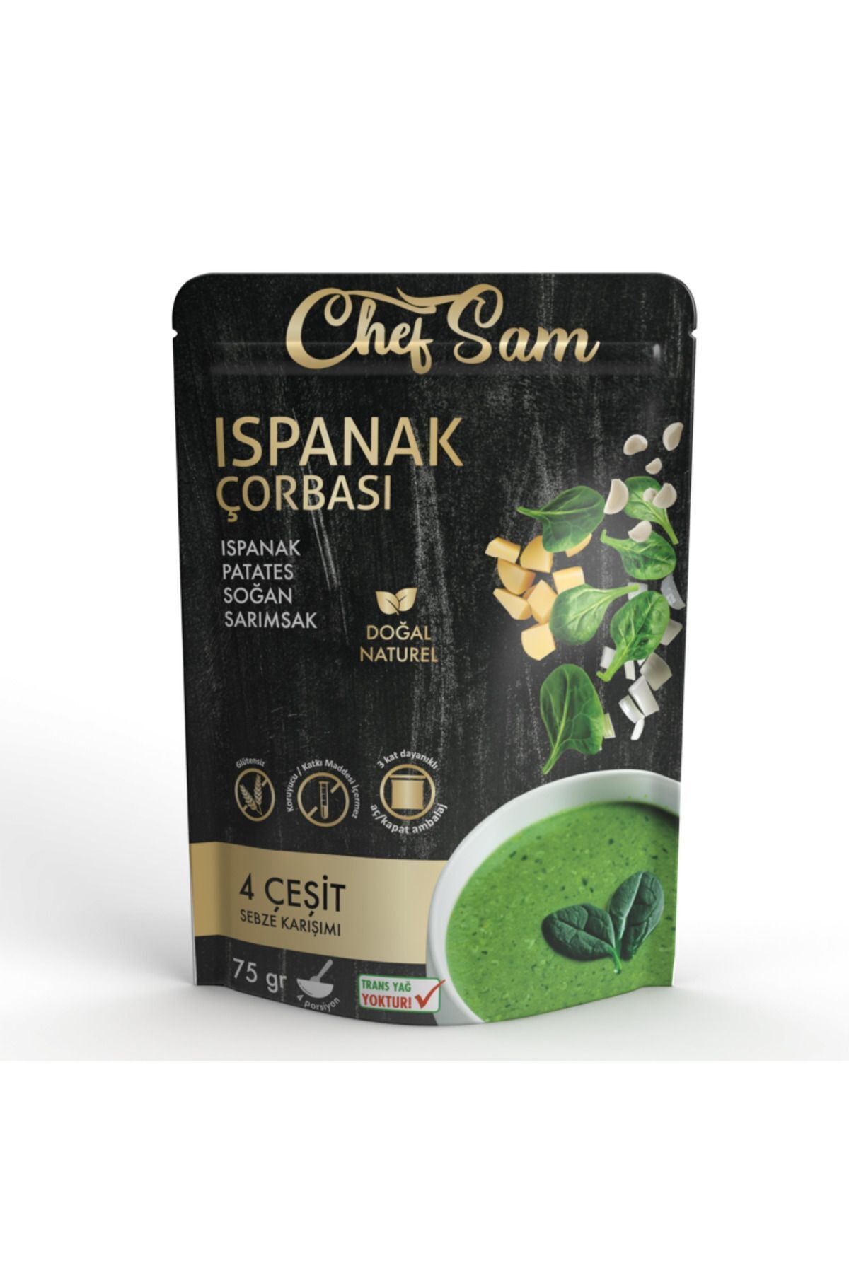 CHEF SAM Glütensiz Ispanak Çorbası 75 gr Koruyucu Ve Katkı Maddesi Içermez