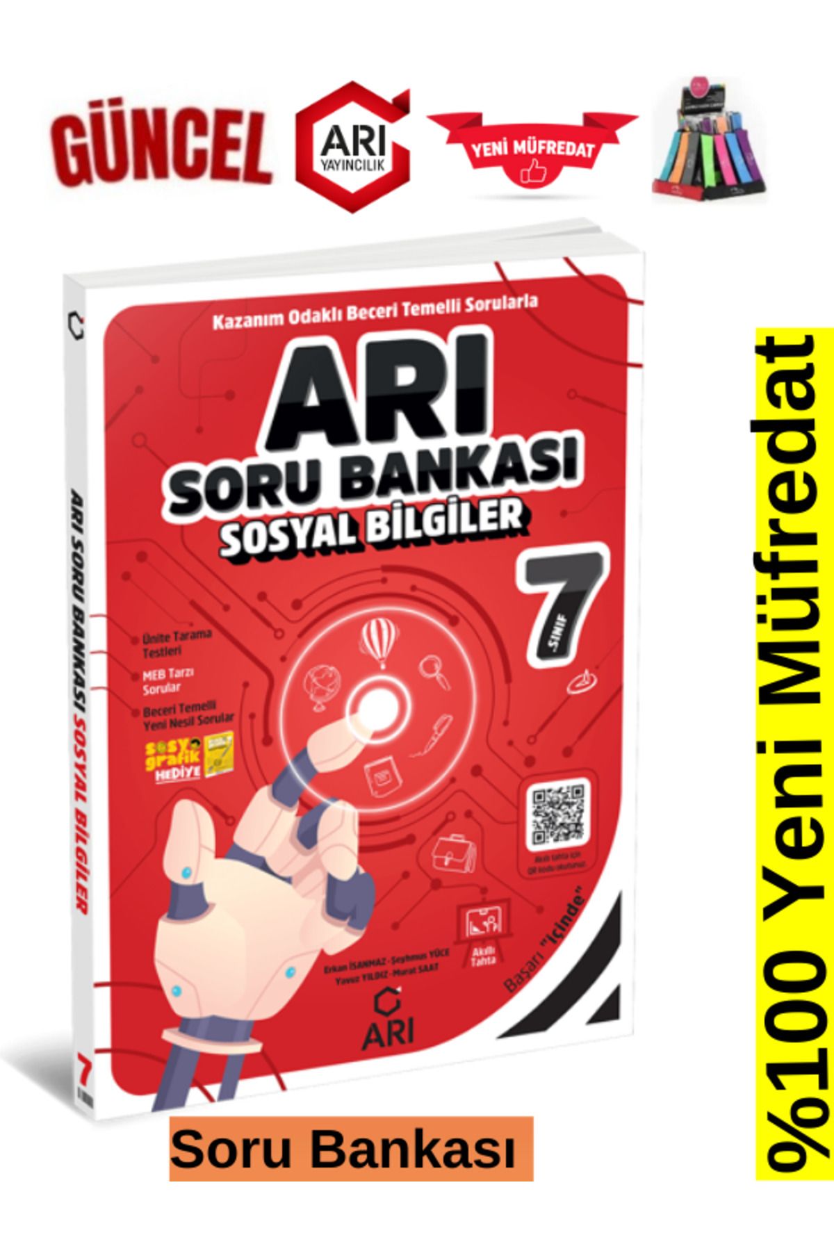 Arı Yayıncılık 2024-2025 Müfredat 7.Sınıf Sosyal Soru Bankası +Kalemlik