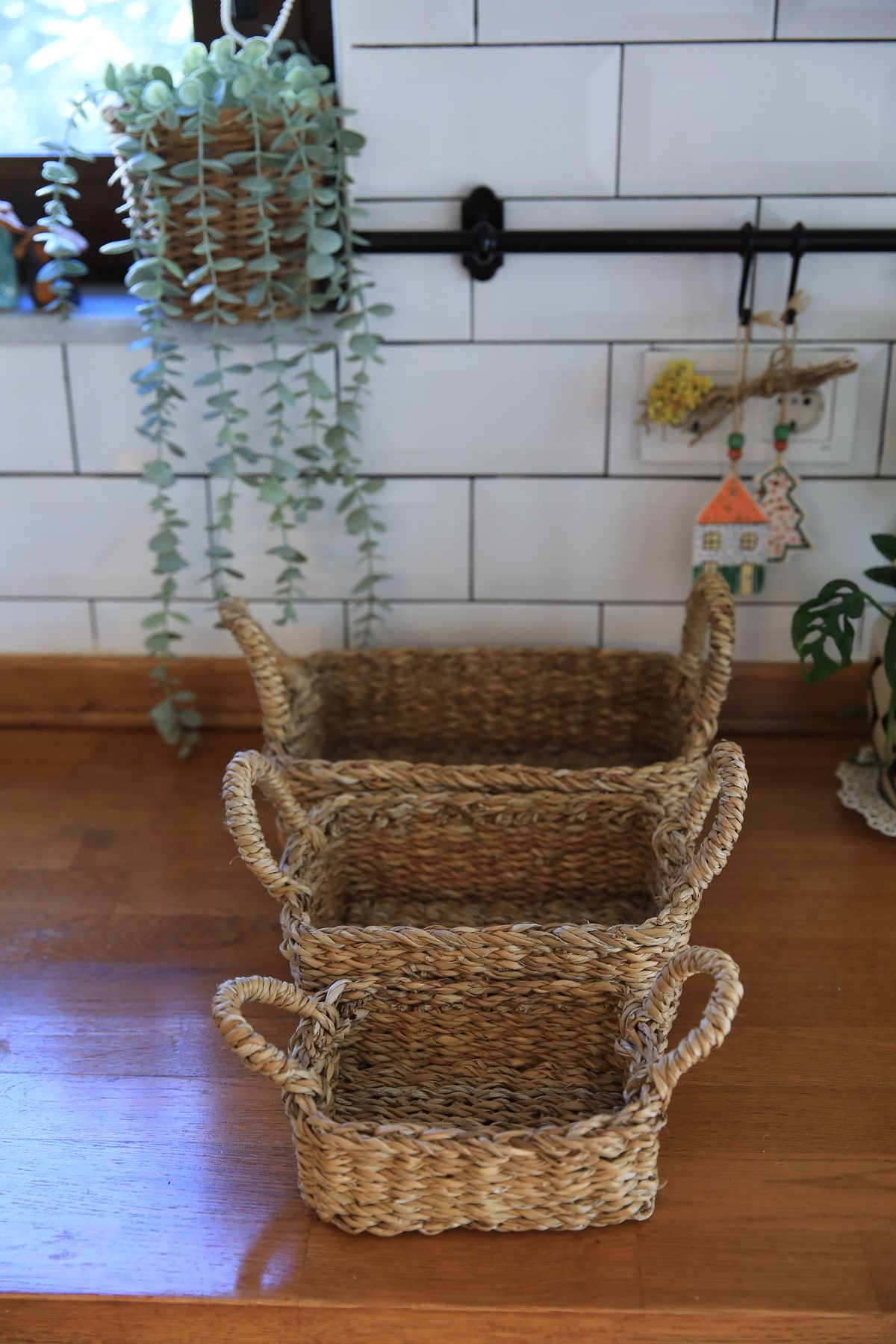 Sever-3 Pieces Wicker Multi-Purpose Basket Set Organizer Collector 2