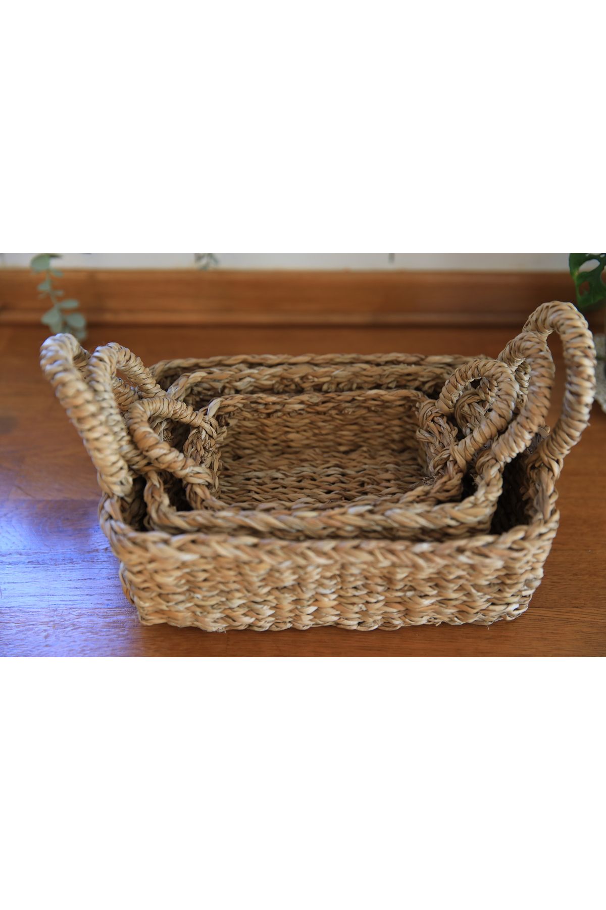 Sever-3 Pieces Wicker Multi-Purpose Basket Set Organizer Collector 5