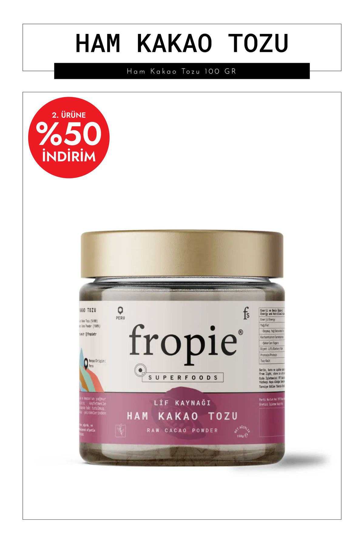 FROPİE Ham Kakao Tozu 100 G