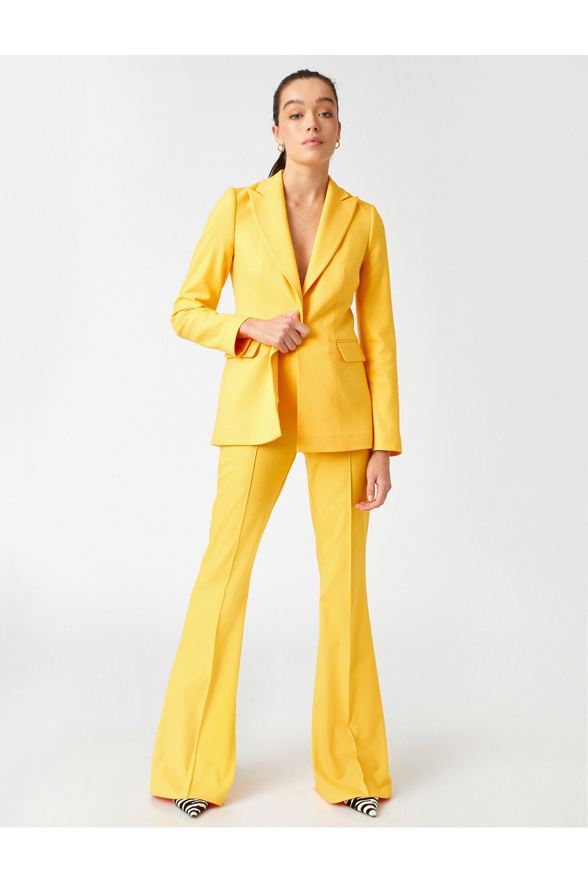 Koton-Melis Ağazat X - Ribbed Flare Leg Trousers 3