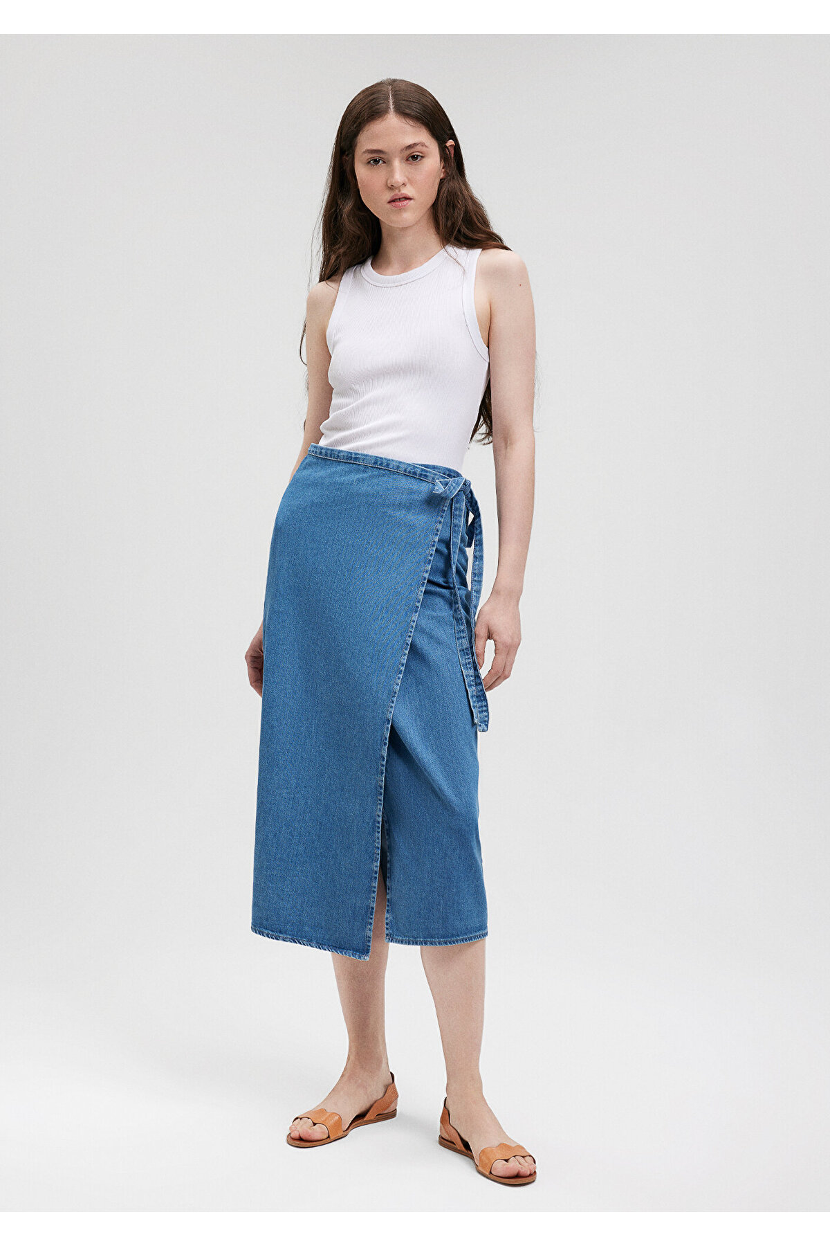 Mavi Wraped Midi Denim Skirt 1310570 -82052- Trendyol