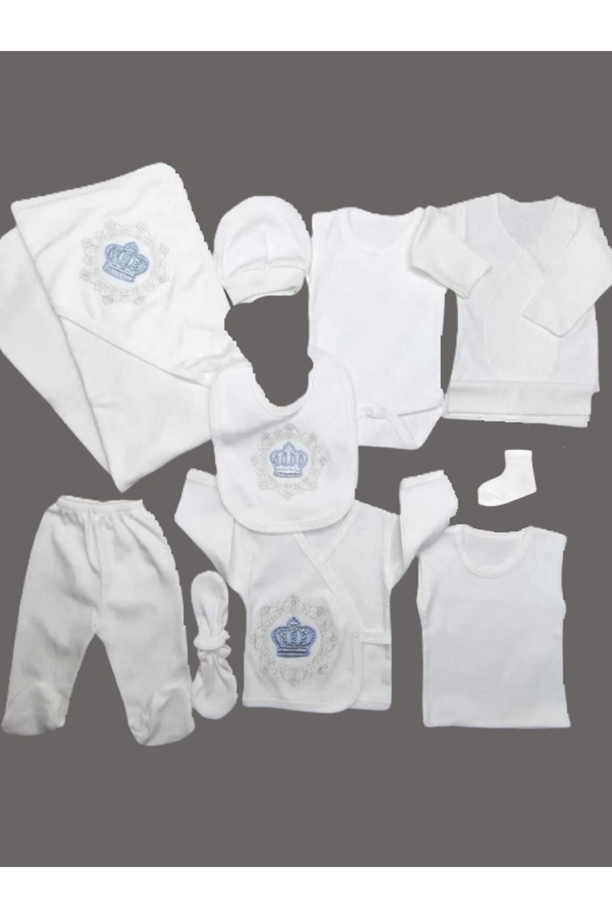 baby kids colors Hastahane çıkışı nakışlı taşlı 10 parça yeni doğan zıbın set fotoğrafı 5 (önizleme)