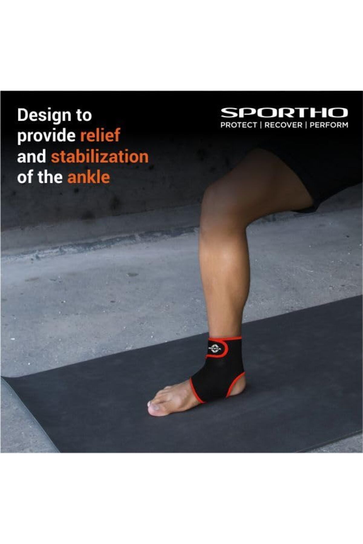 Nivia-Orthopedic Slip-in Ankle Support | Black/red | Small | Neoprene/polyester | Pain Relief 3