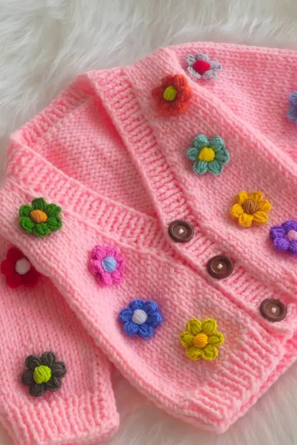 Uretti - Eylem 6333 El Yapımı Çiçekli Kız Çocuk Hırkası - 12 - 24 Ay fotoğrafı 2 (önizleme)