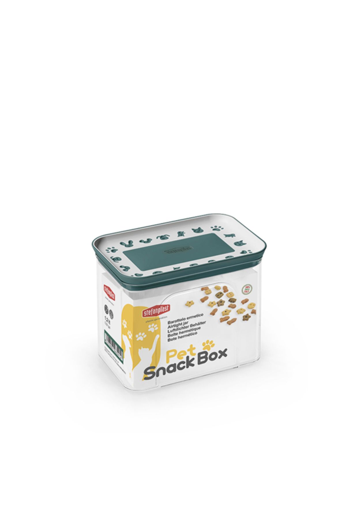 Stefanplast-Airtight Pet Snack Box for Cats and Dogs - 1.2 Liter - Green 1