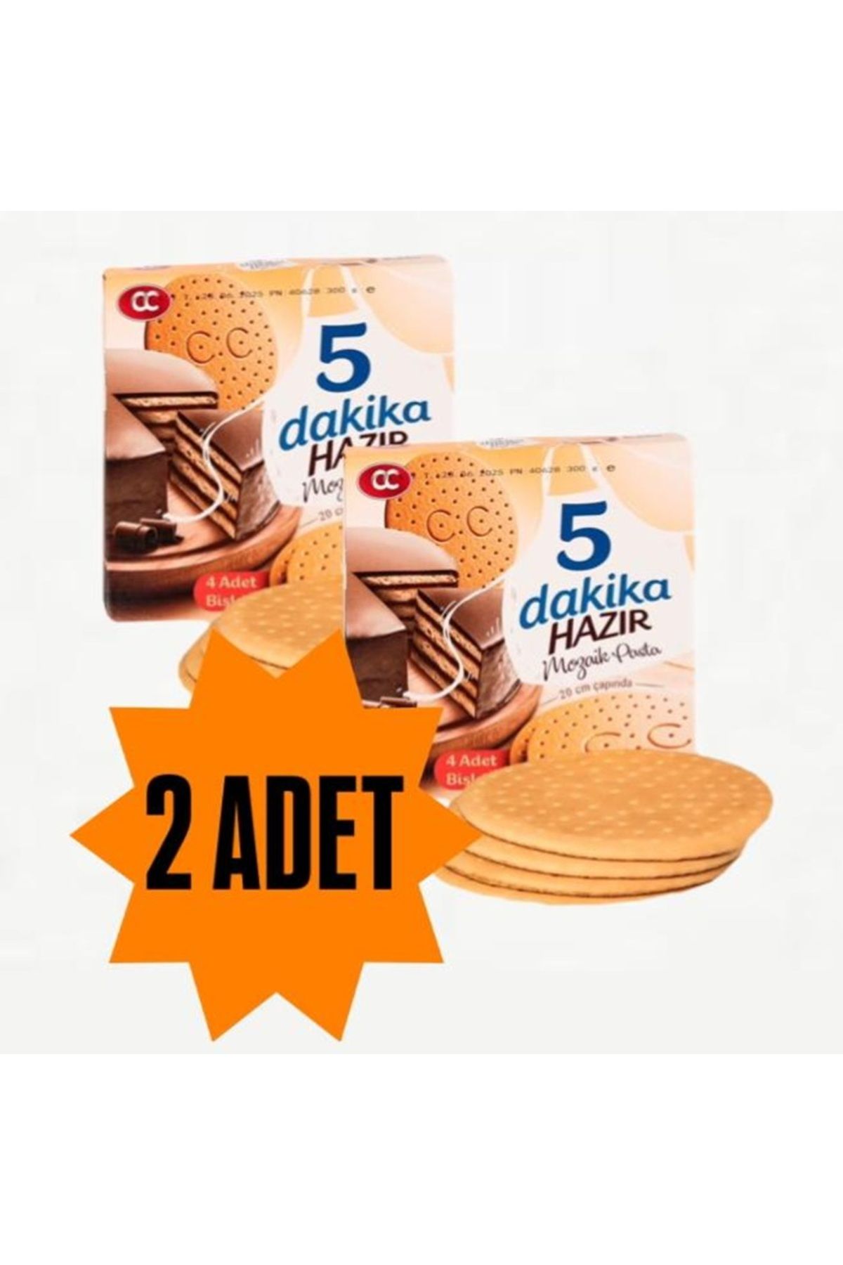 CC 5 Dakika Mozaik Pasta 2 Adet 5 Dakika Hazır Mozaik Pasta 20 cm Çapında Pasta Tabanı Bisküvisi